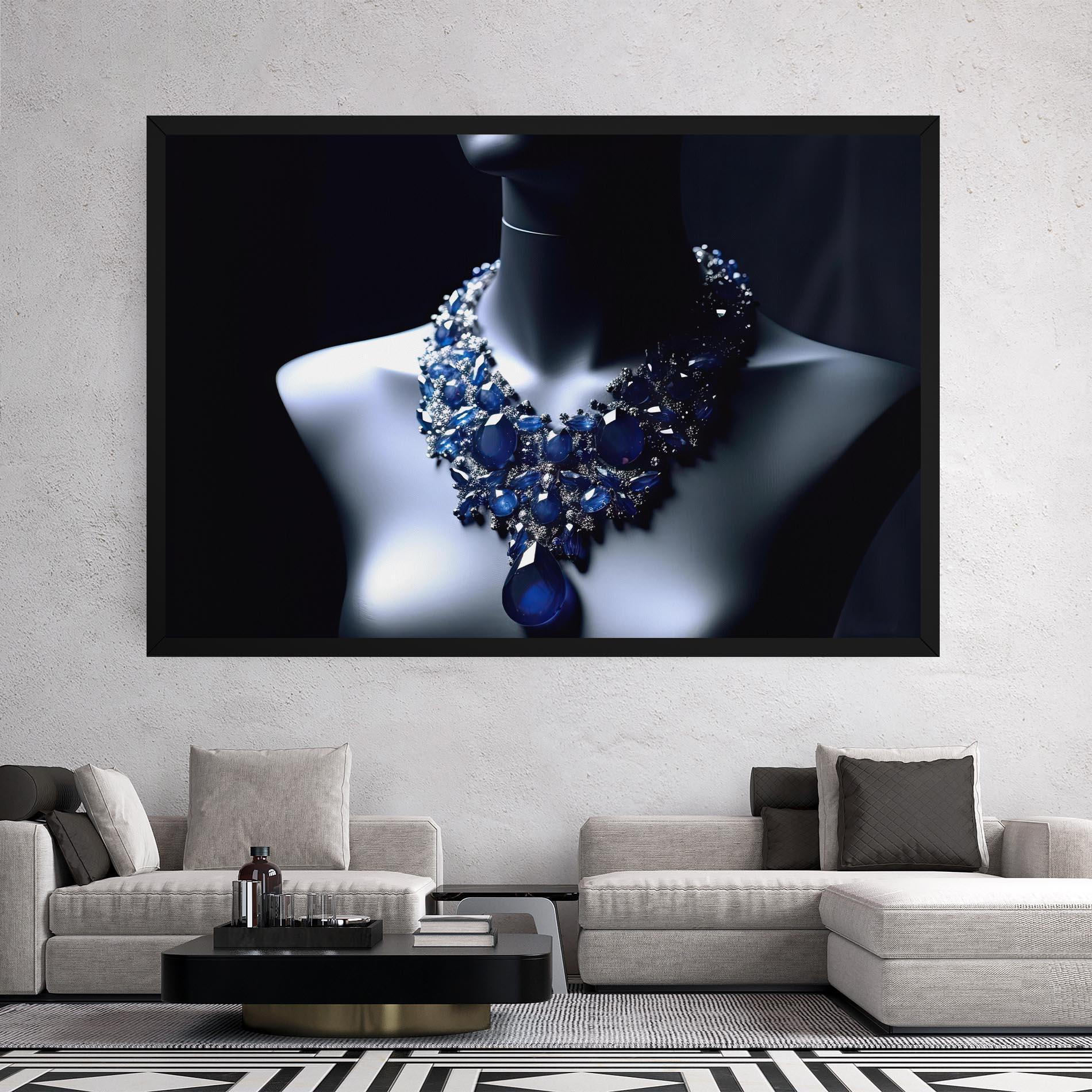 Tablou Canvas Blue Diamonds Necklace mockup 2