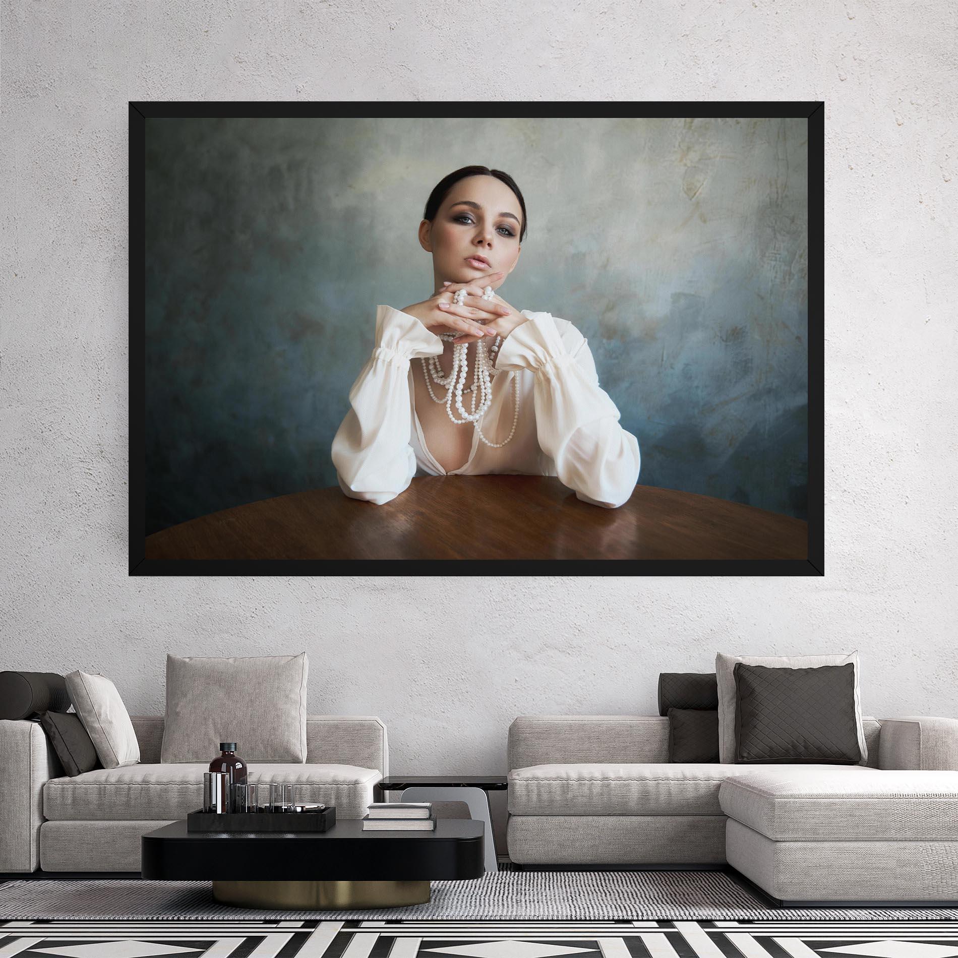 Tablou Canvas Girl White Pearls mockup 2