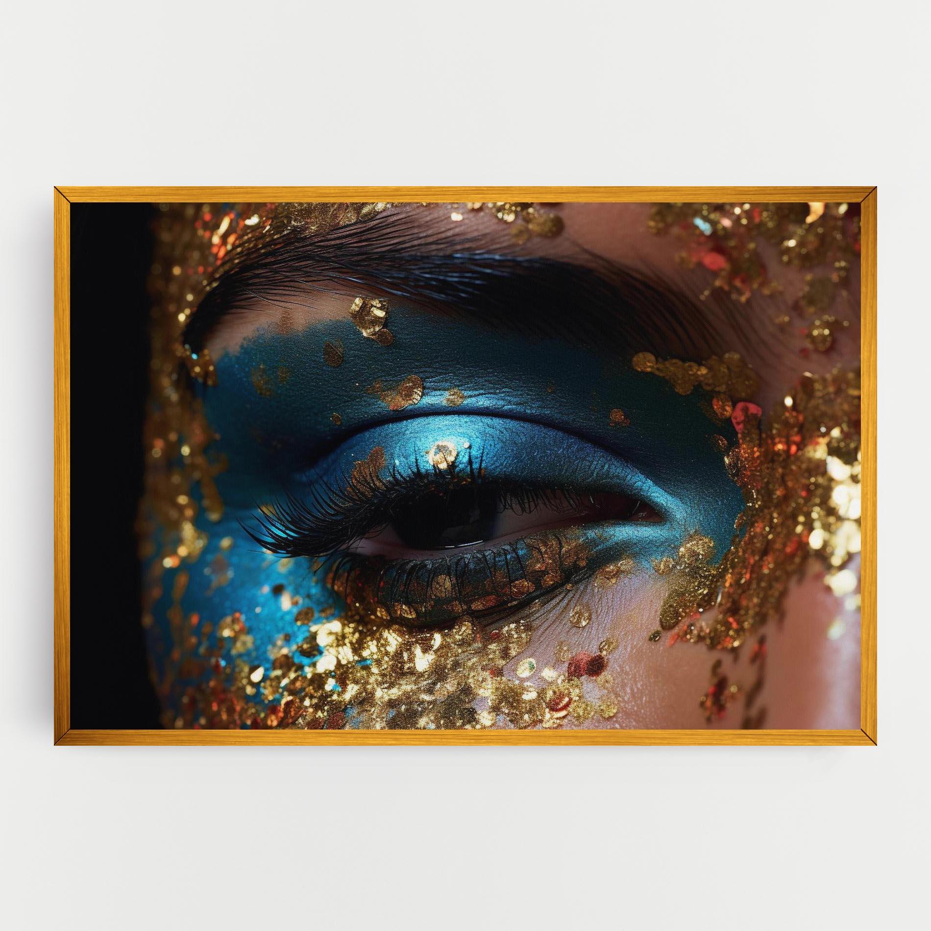 Tablou Canvas Blue Gold Glitter mockup 0