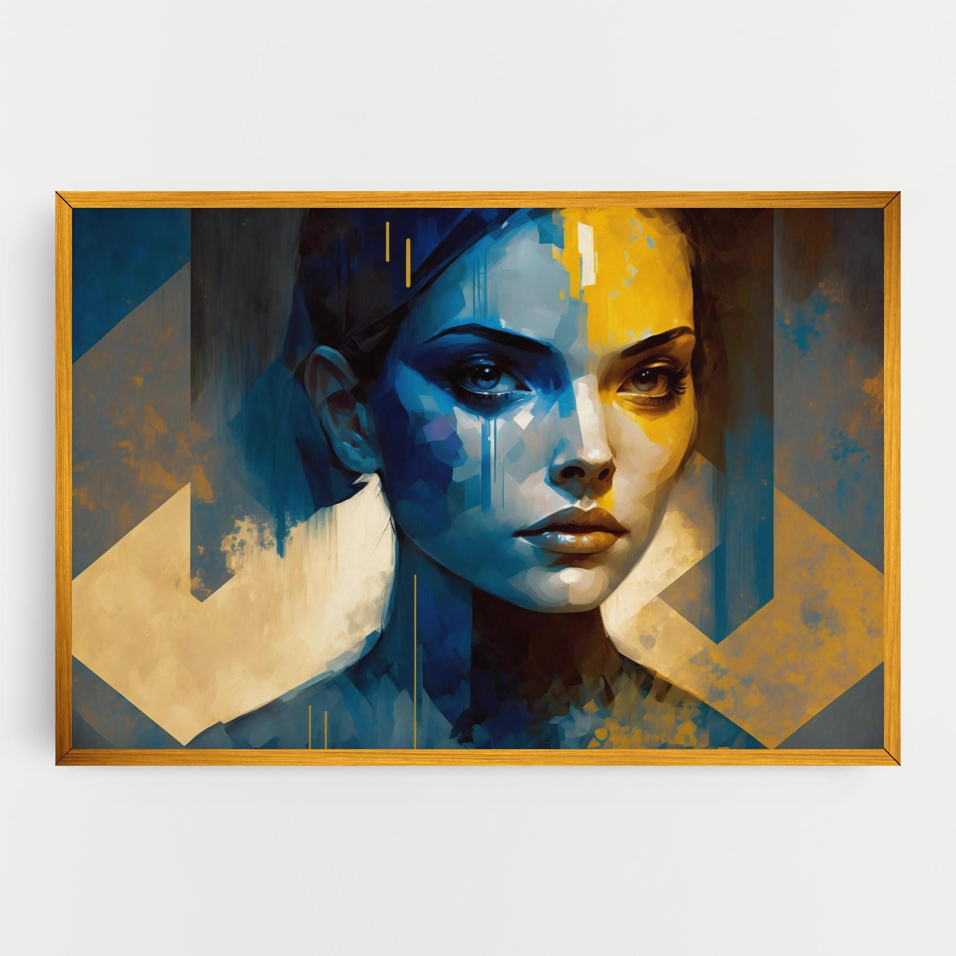 Tablou Canvas Gold Blue Face mockup 0
