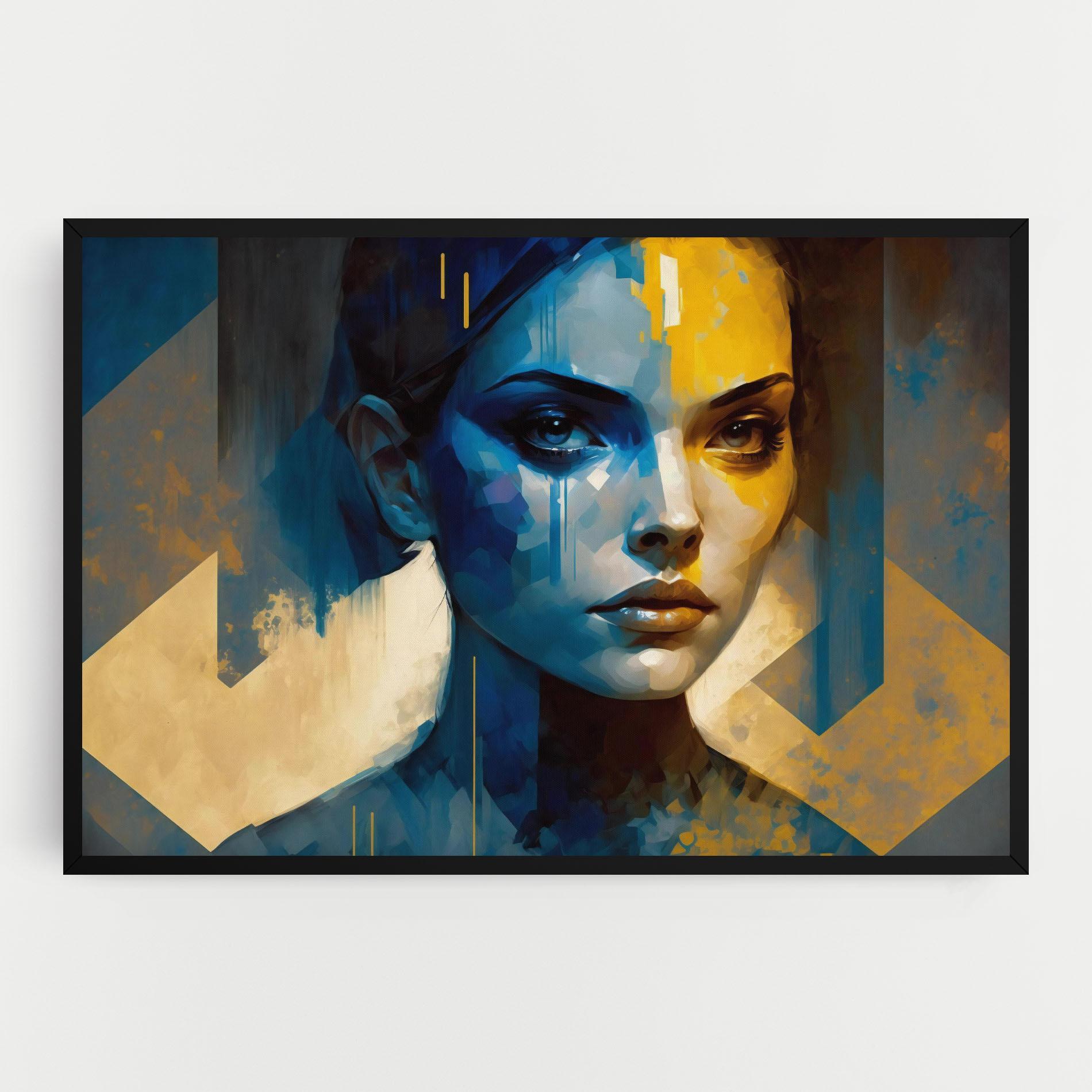 Tablou Canvas Gold Blue Face mockup 0