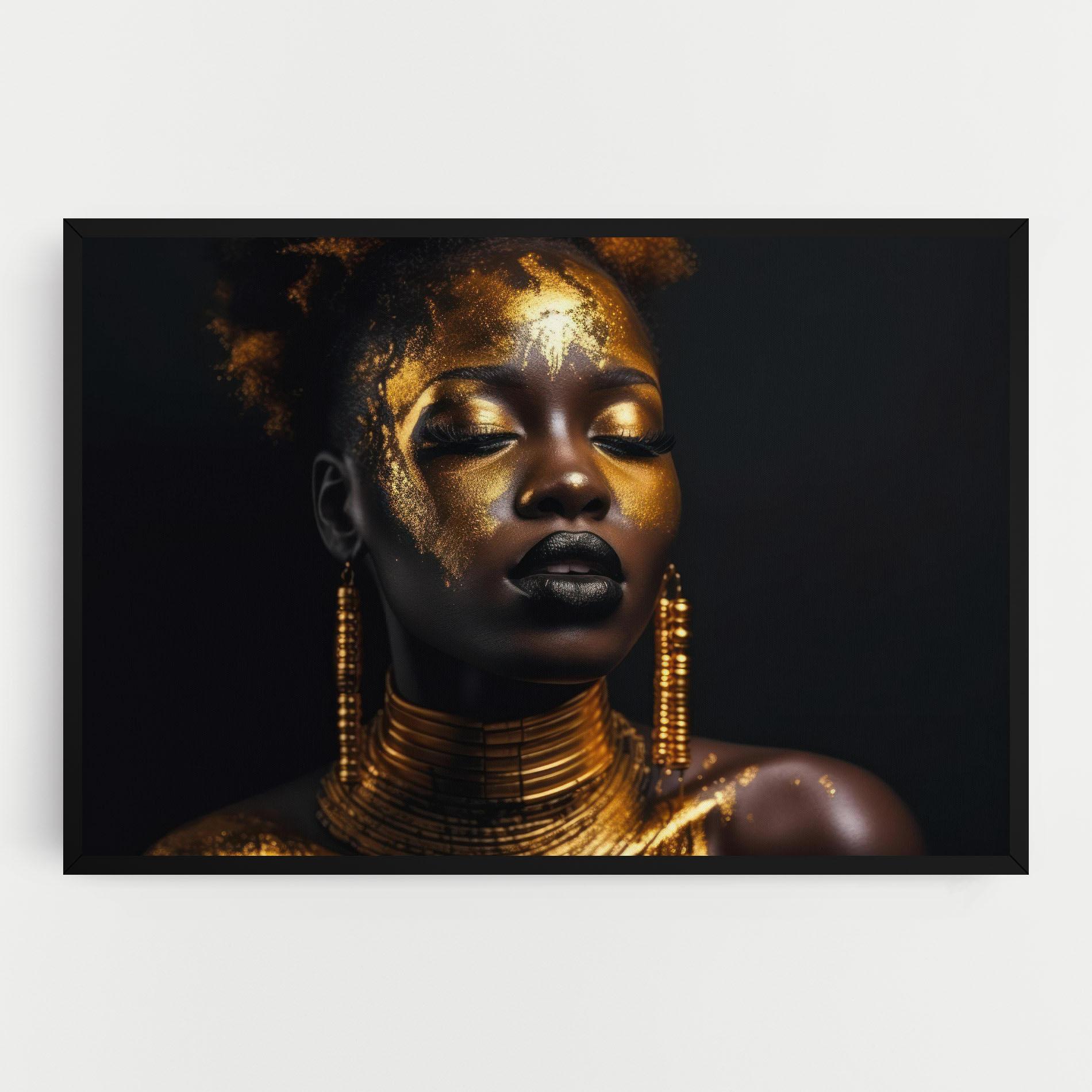 Tablou Canvas Gold Makeup Black Lips mockup 0