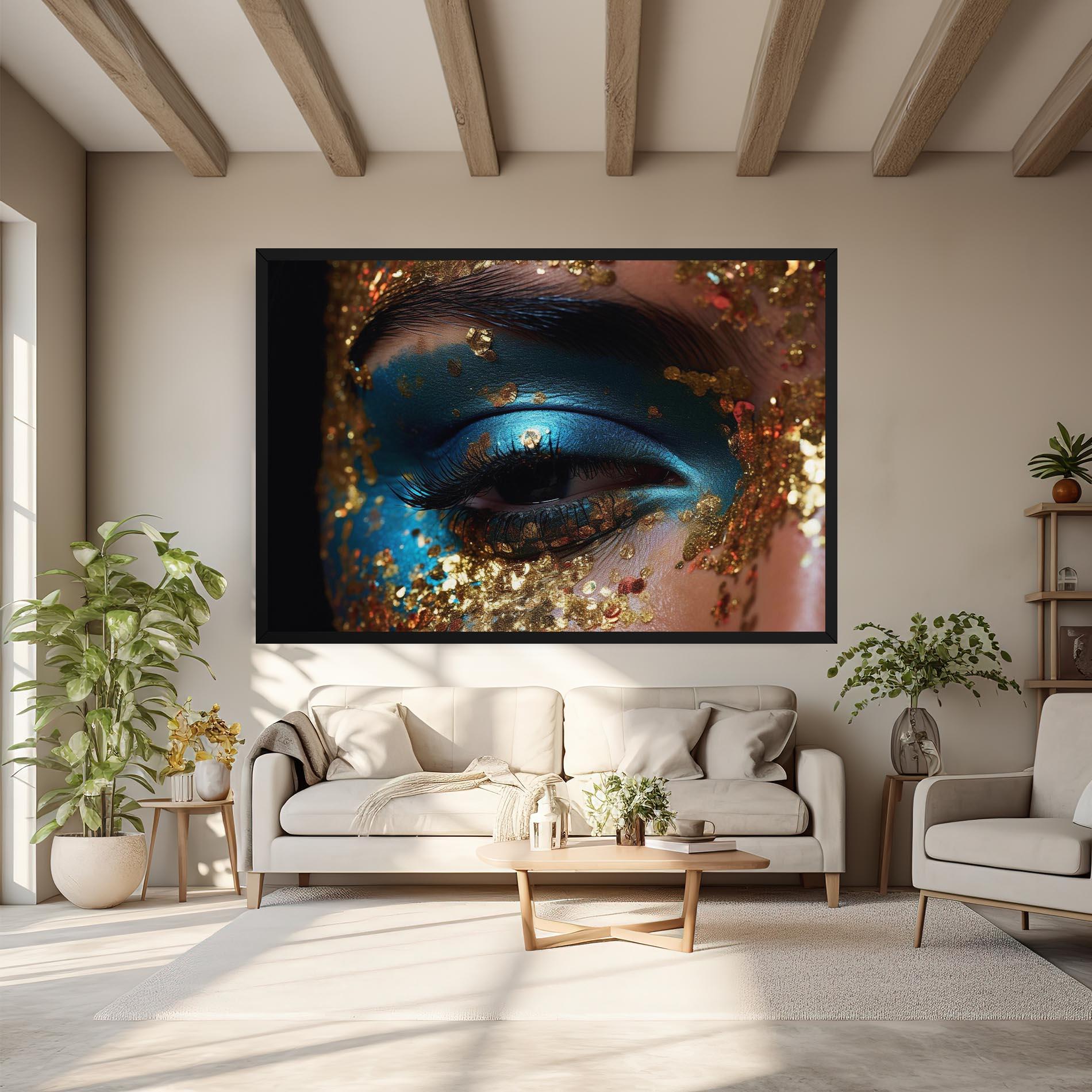 Tablou Canvas Blue Gold Glitter mockup 6