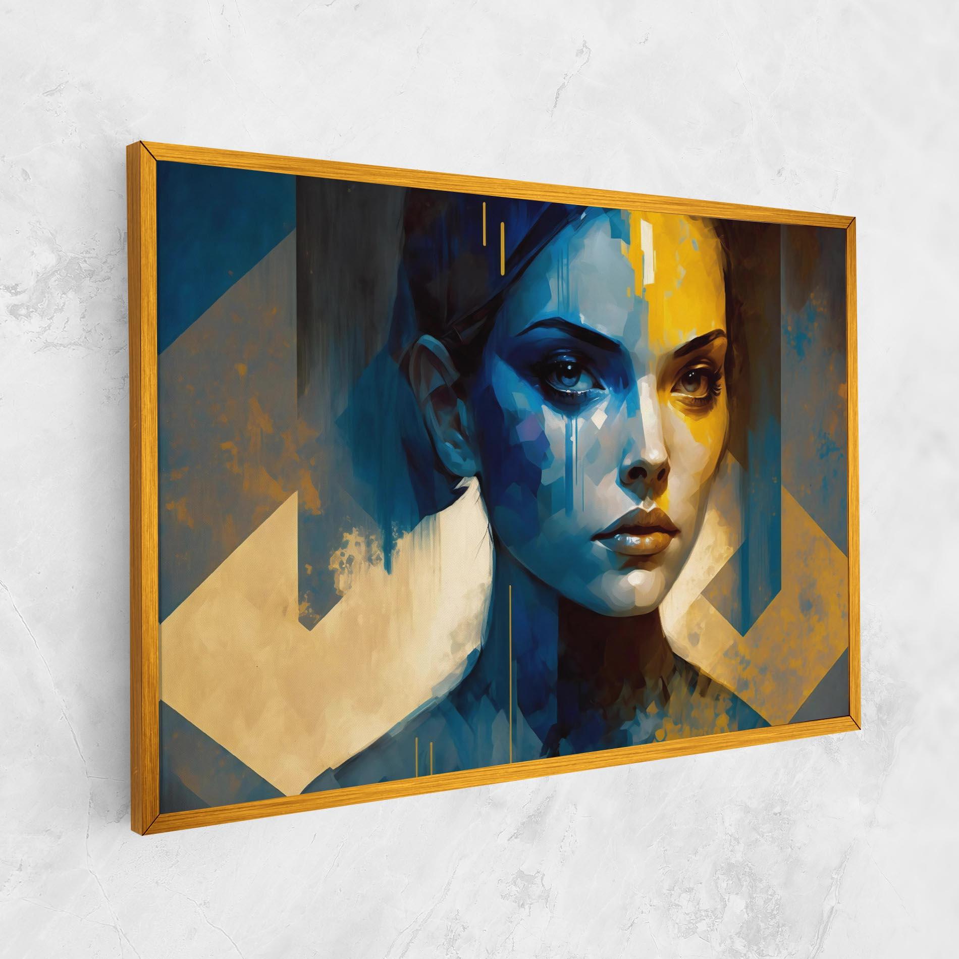 Tablou Canvas Gold Blue Face mockup 1