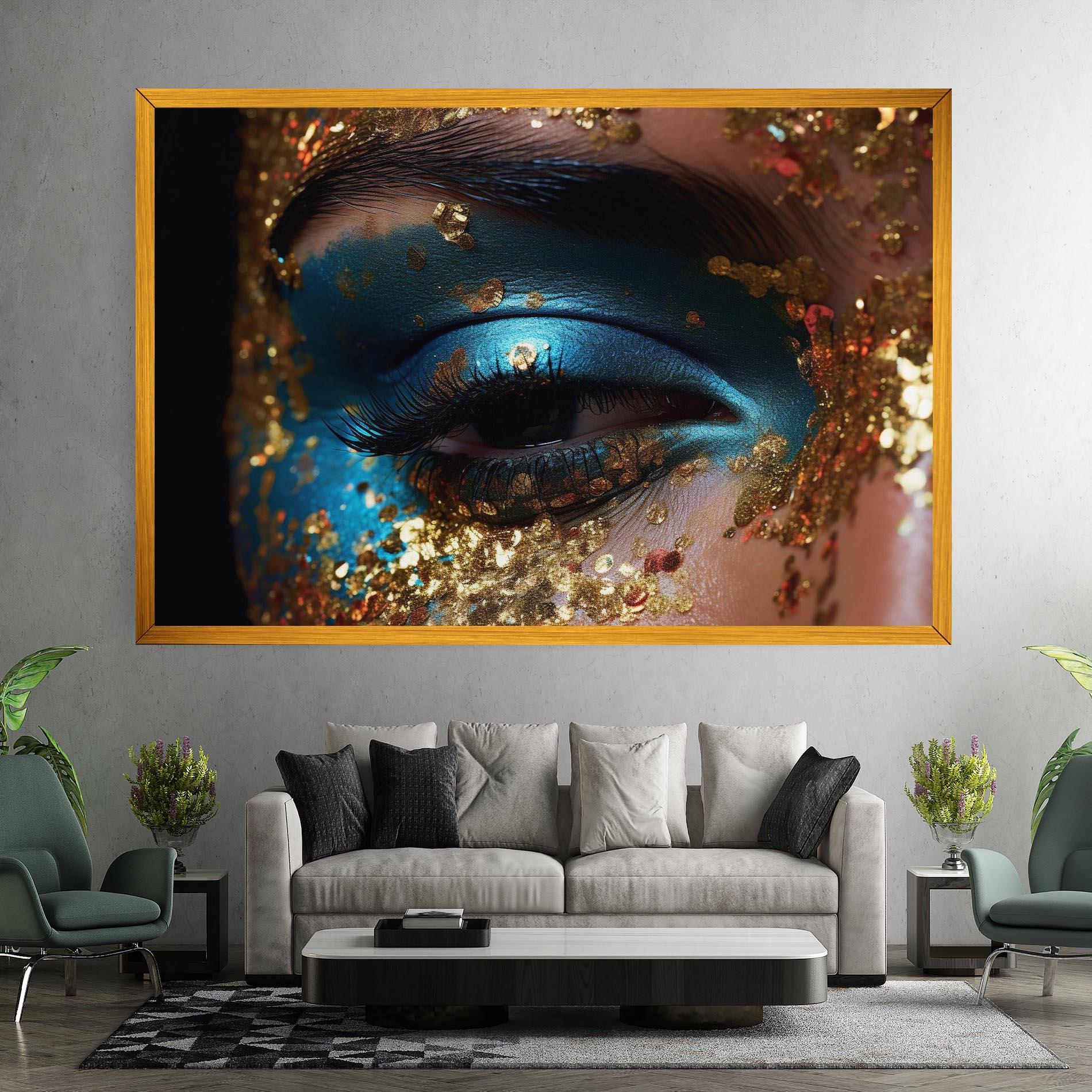 Tablou Canvas Blue Gold Glitter mockup 7