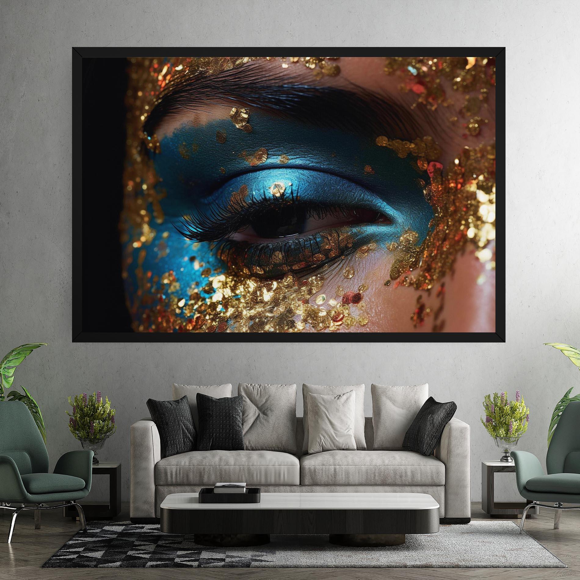Tablou Canvas Blue Gold Glitter mockup 7