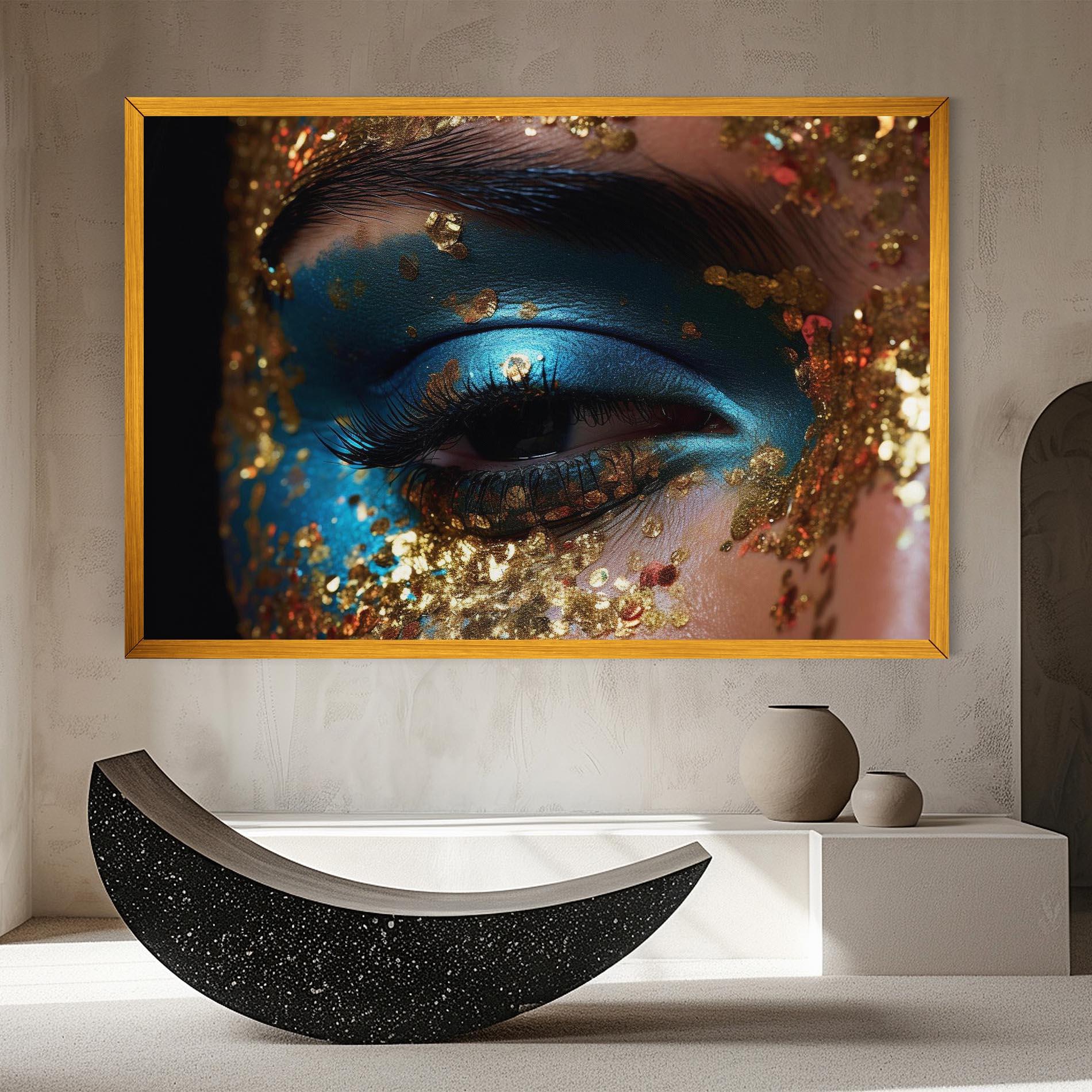 Tablou Canvas Blue Gold Glitter mockup 8