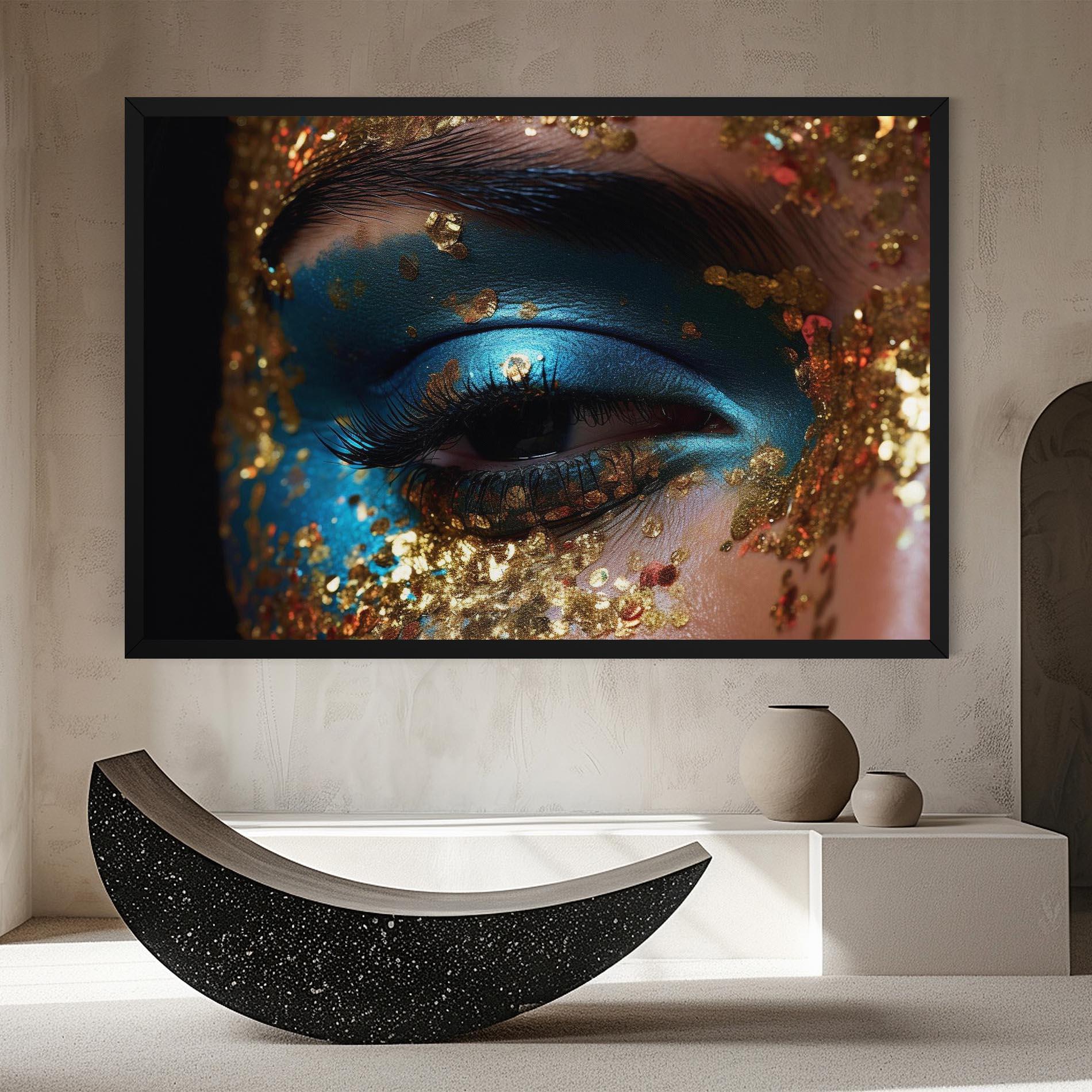 Tablou Canvas Blue Gold Glitter mockup 8