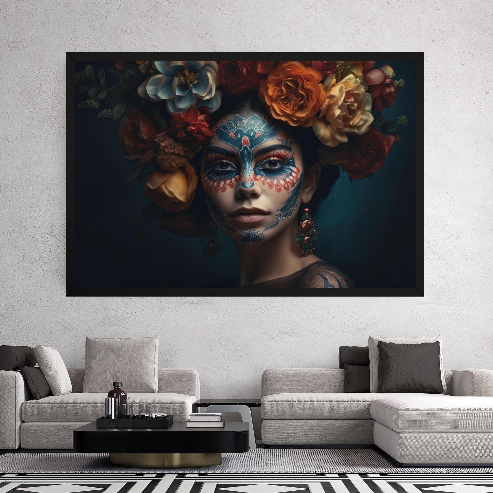 Tablou Canvas Skull Makeup mockup 2