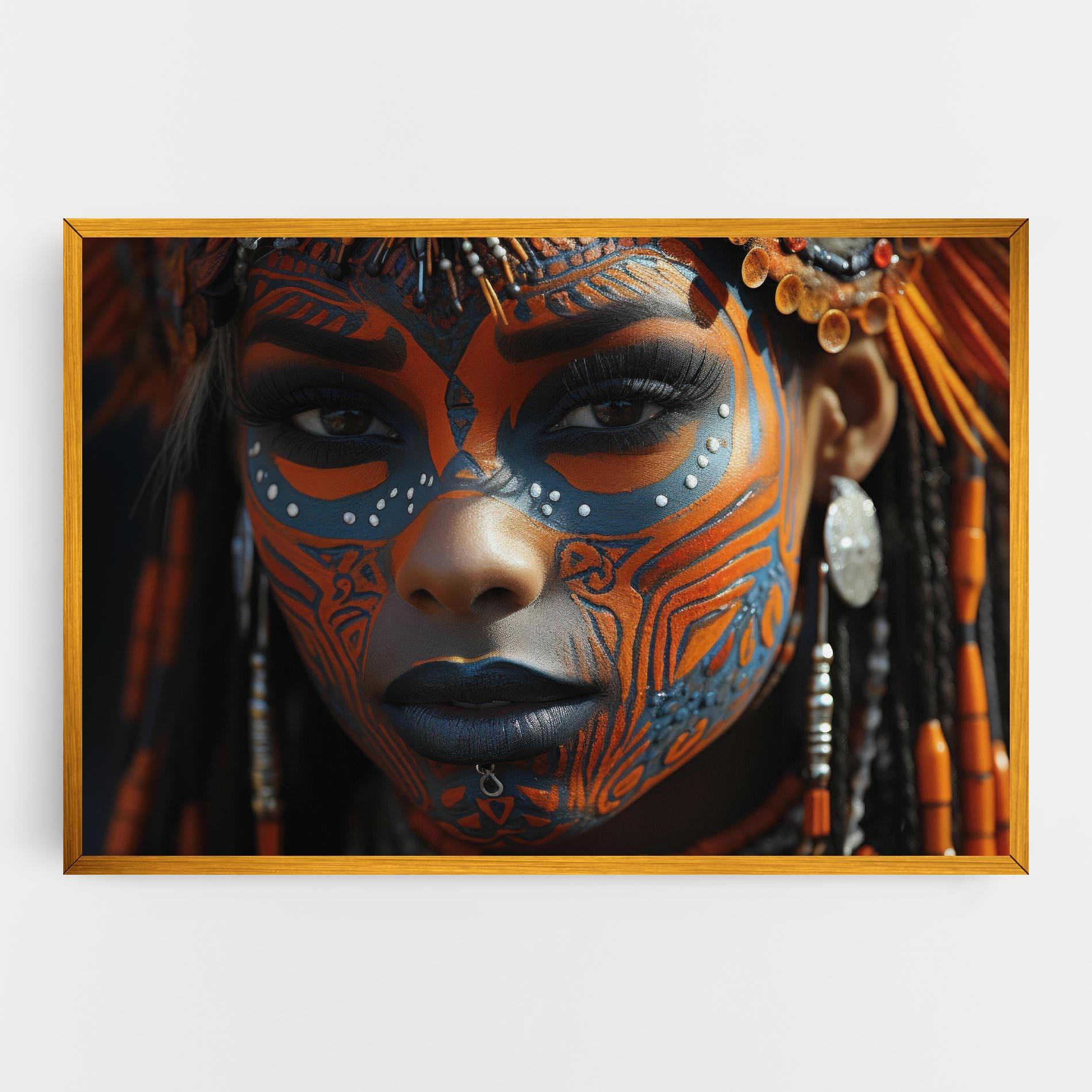 Tablou Canvas Orange Tribal Paint mockup 0