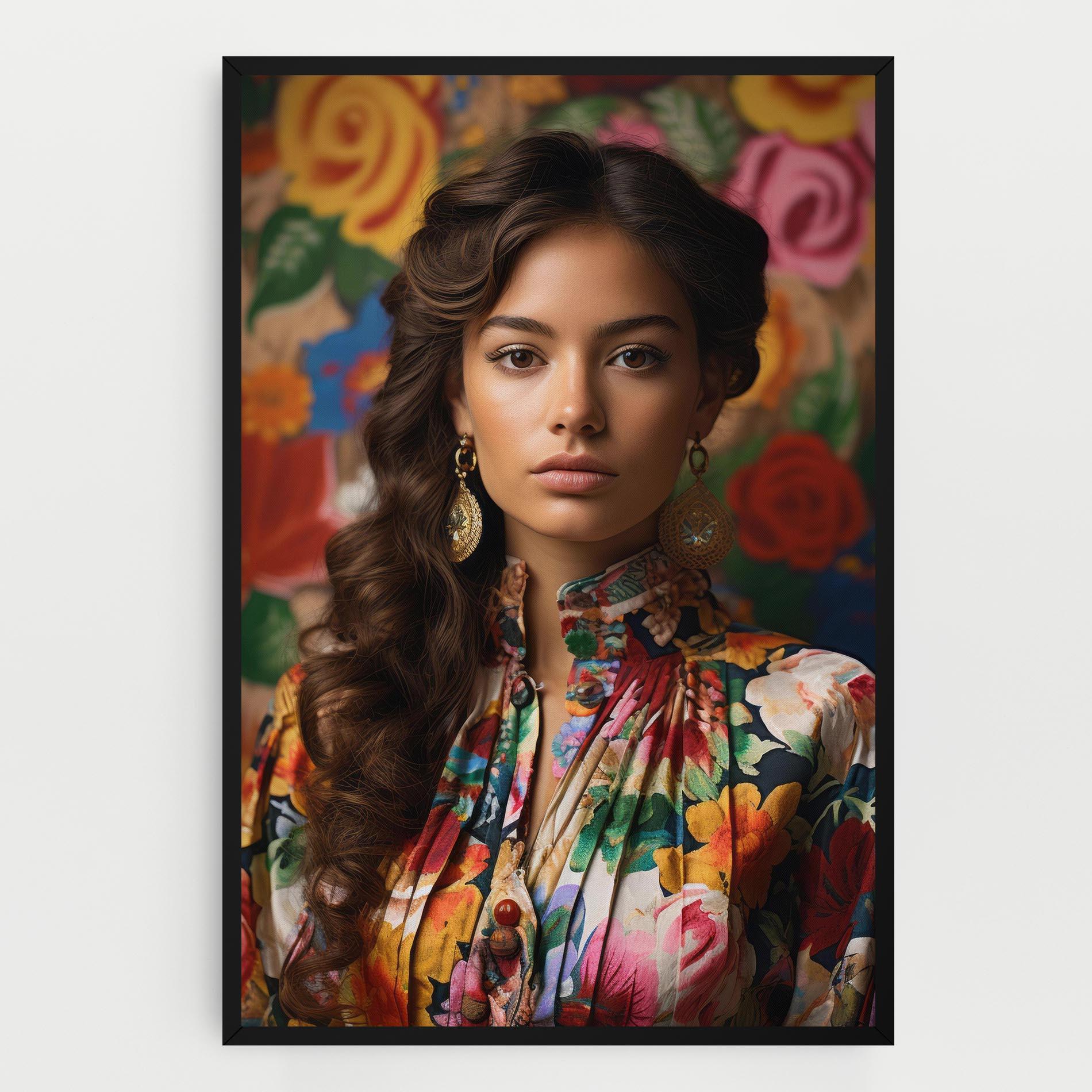 Tablou Canvas Floral Dress Long Hair mockup 0