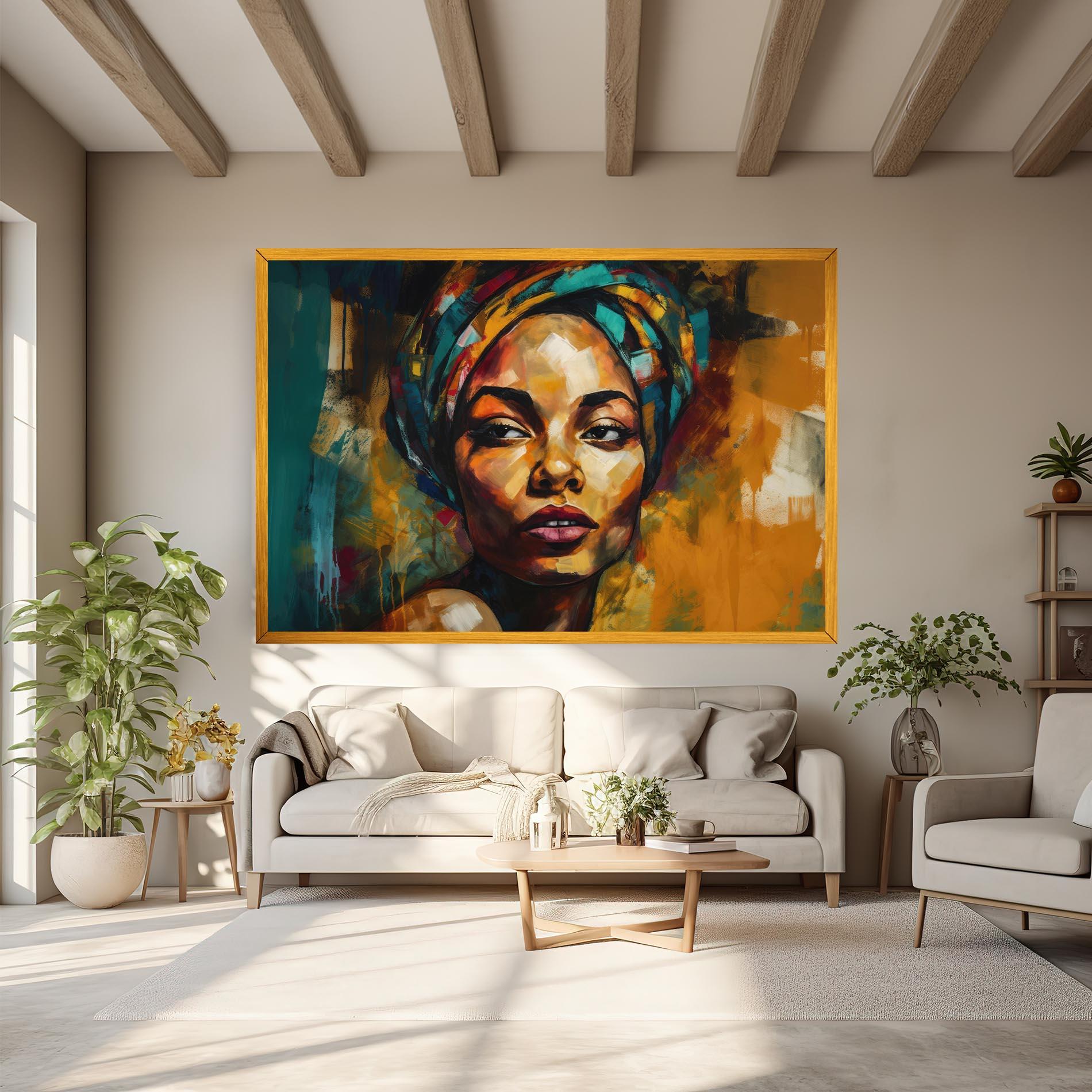 Tablou Canvas African Woman Looking mockup 6
