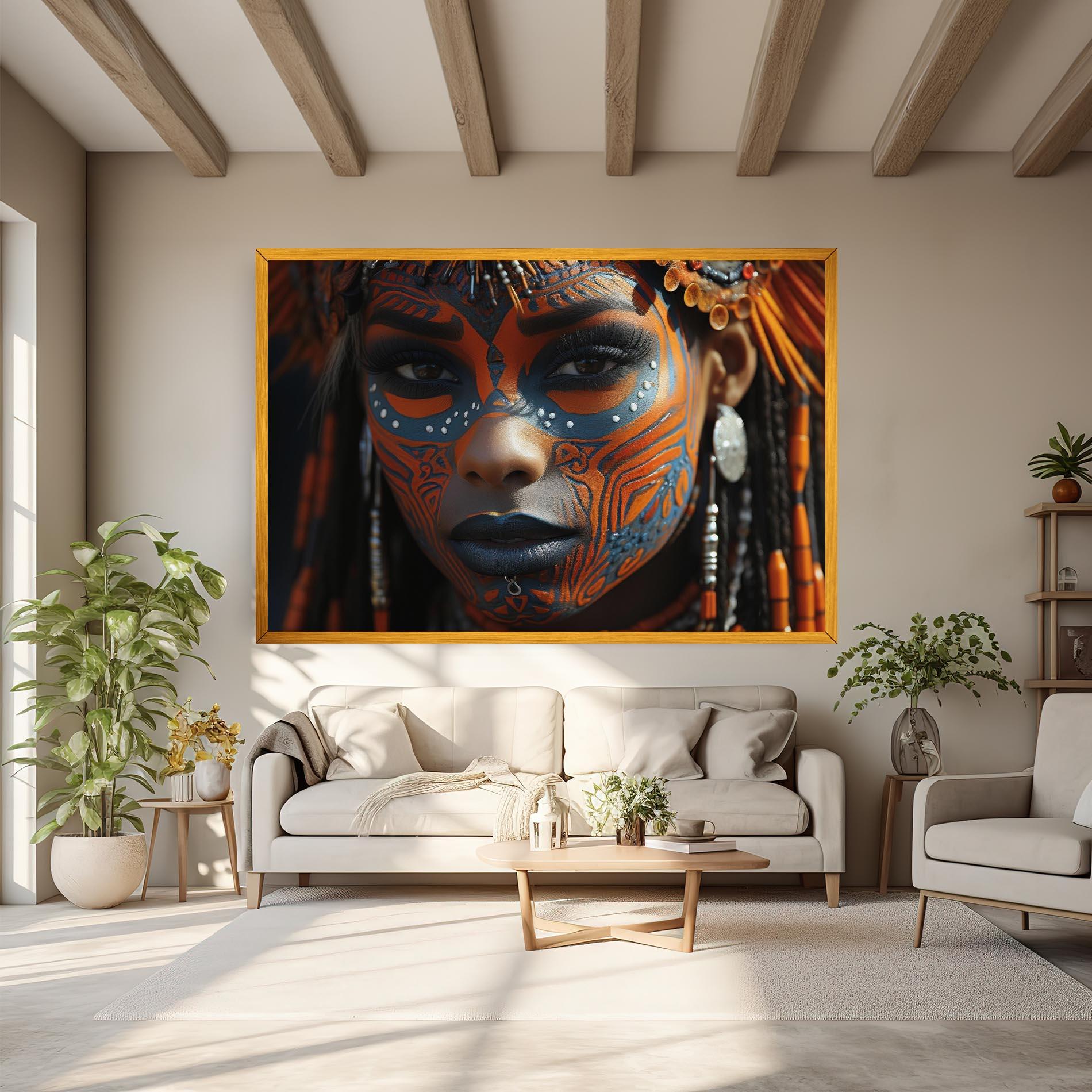 Tablou Canvas Orange Tribal Paint mockup 6