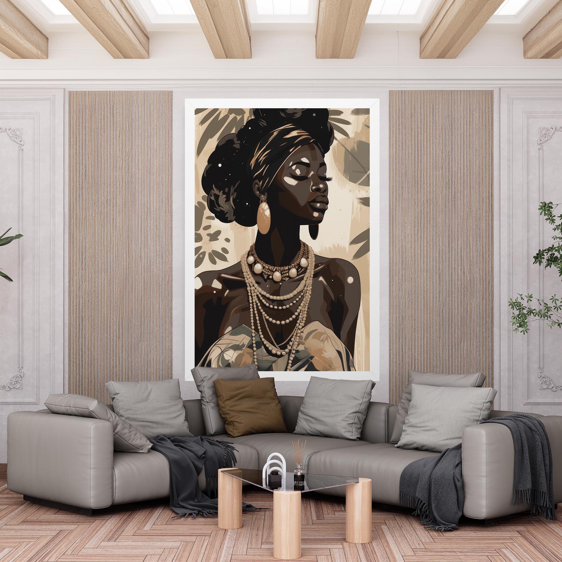 Tablou Canvas African Woman On Cream mockup 6