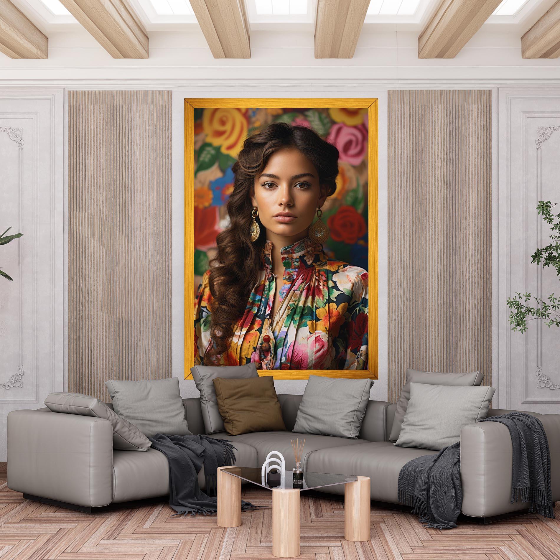 Tablou Canvas Floral Dress Long Hair mockup 6