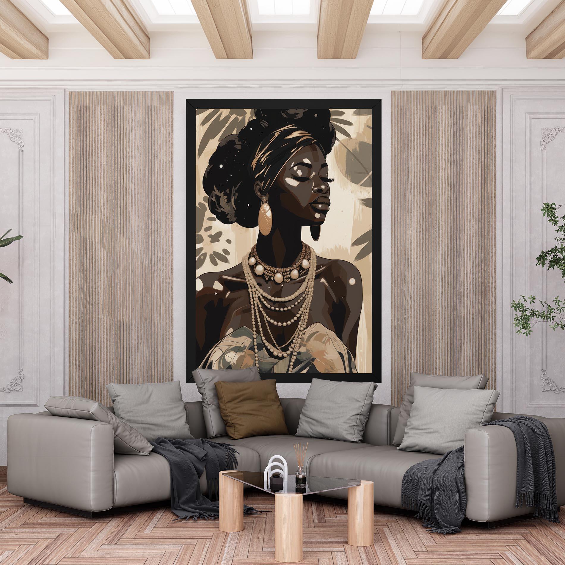 Tablou Canvas African Woman On Cream mockup 6