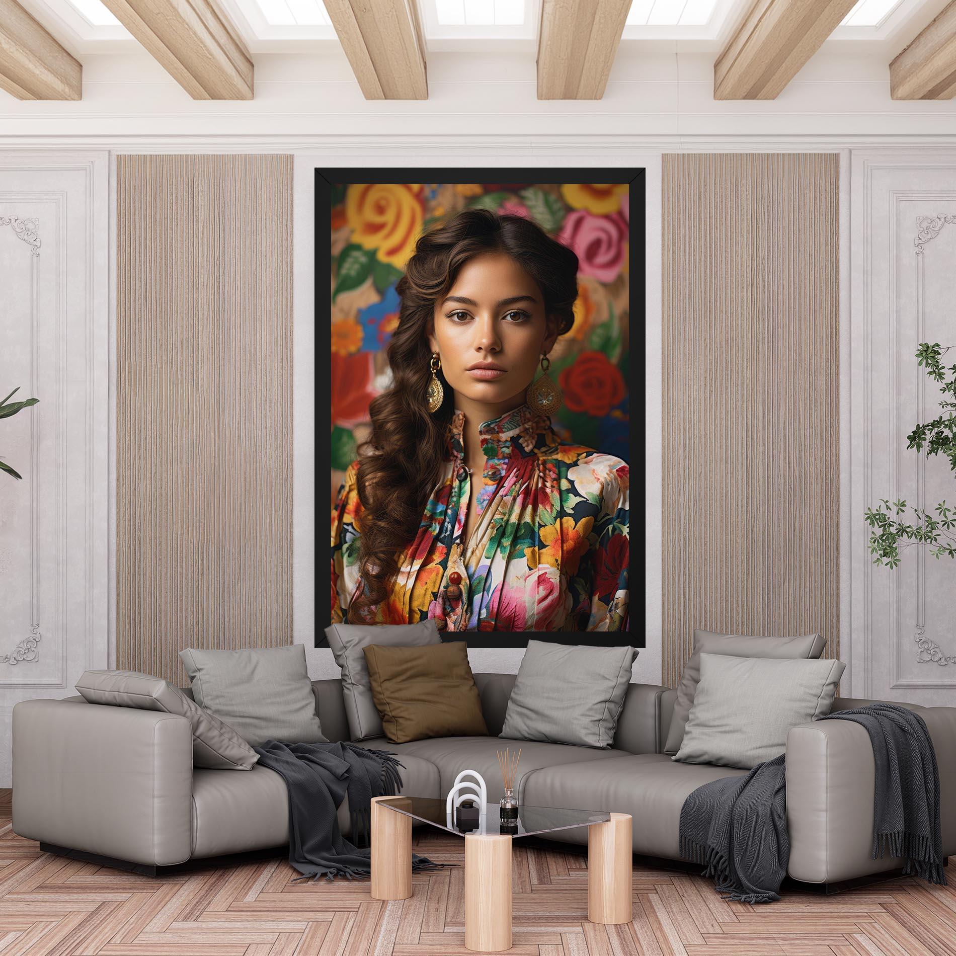 Tablou Canvas Floral Dress Long Hair mockup 6