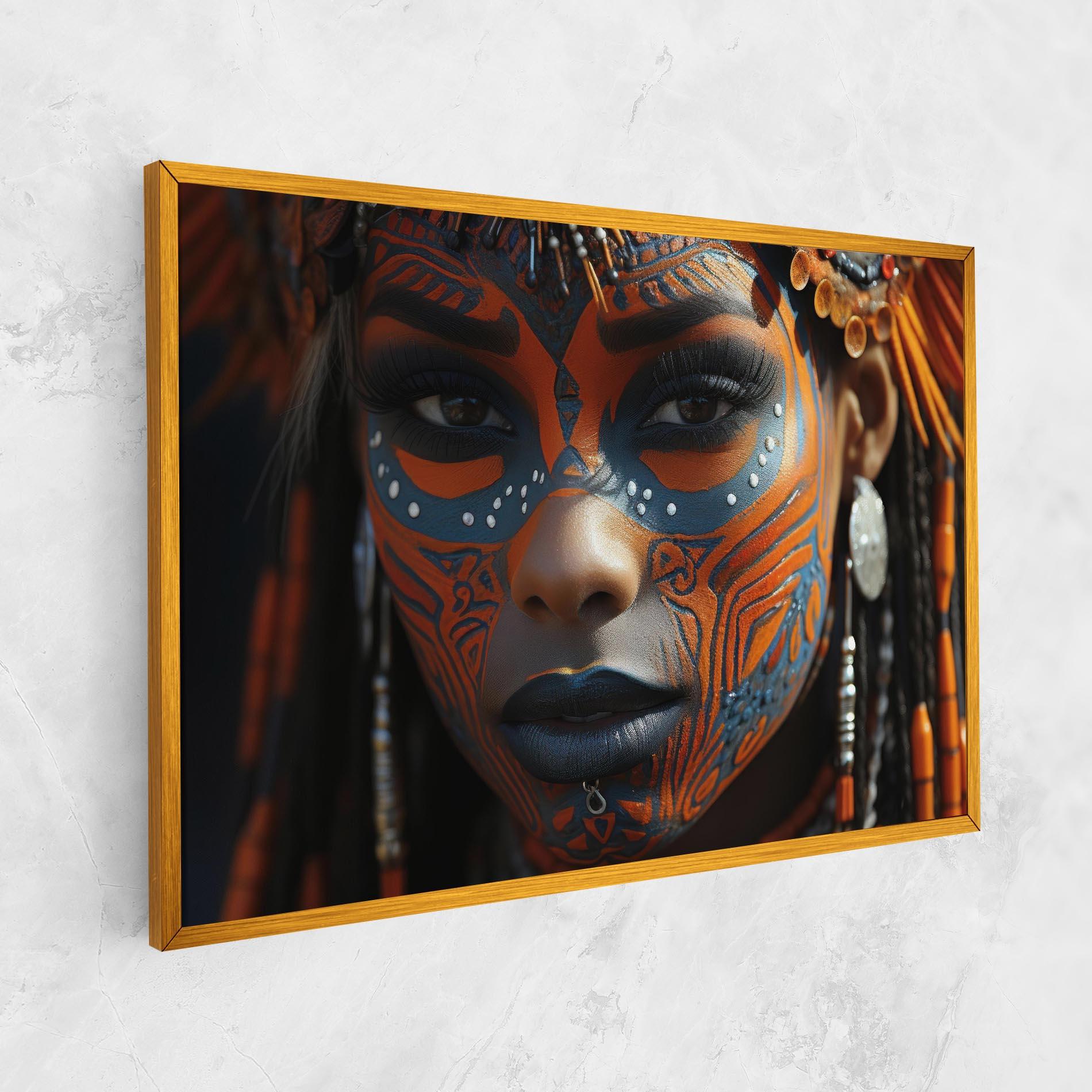 Tablou Canvas Orange Tribal Paint mockup 1