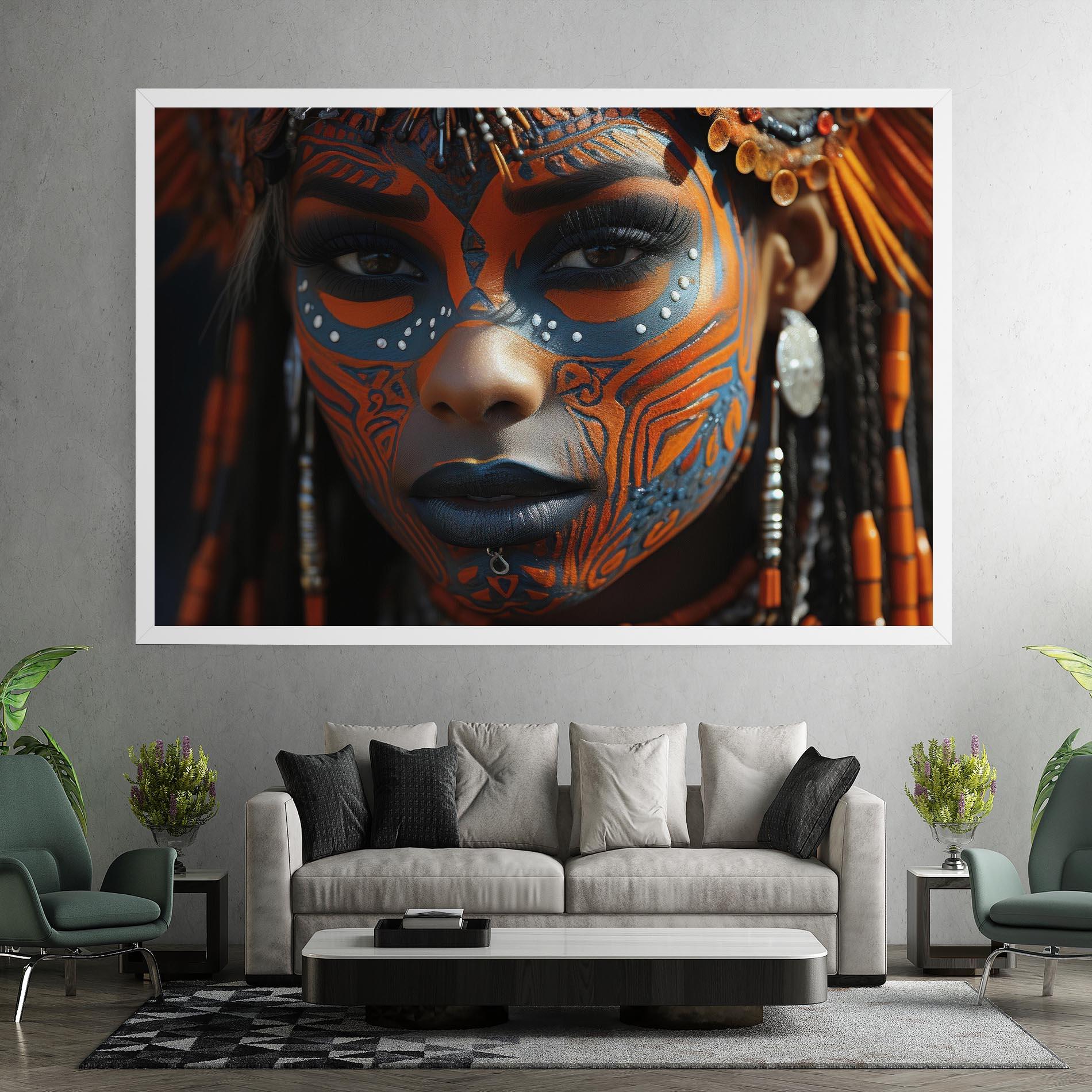 Tablou Canvas Orange Tribal Paint mockup 7