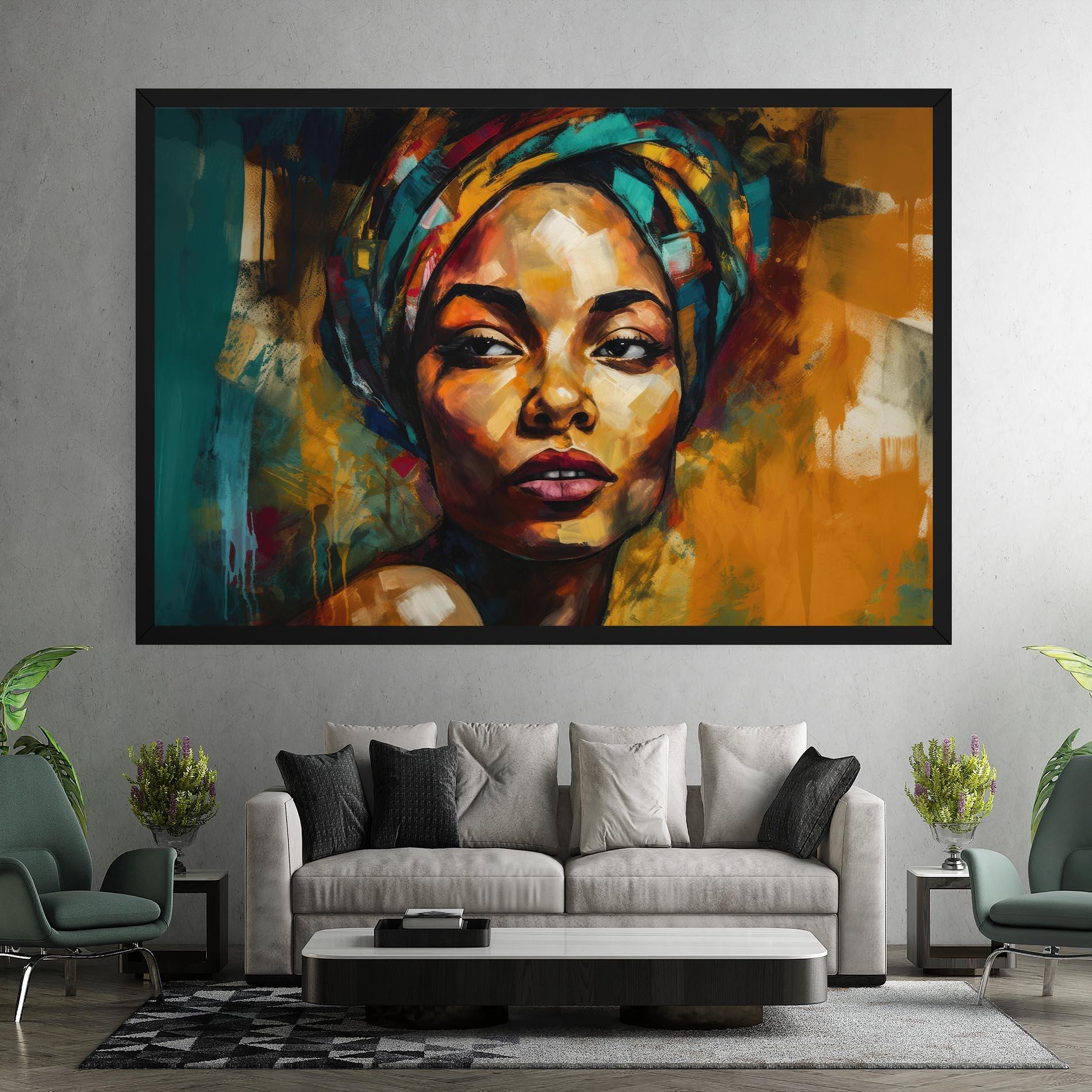 Tablou Canvas African Woman Looking mockup 7