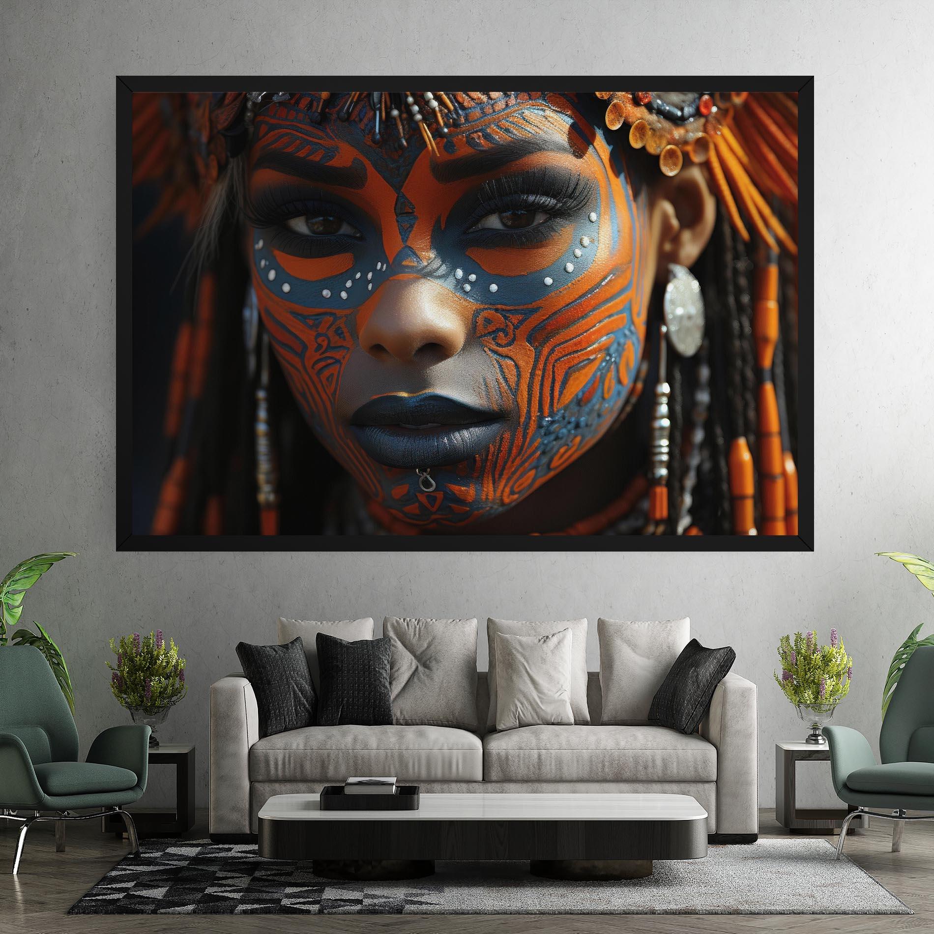 Tablou Canvas Orange Tribal Paint mockup 7