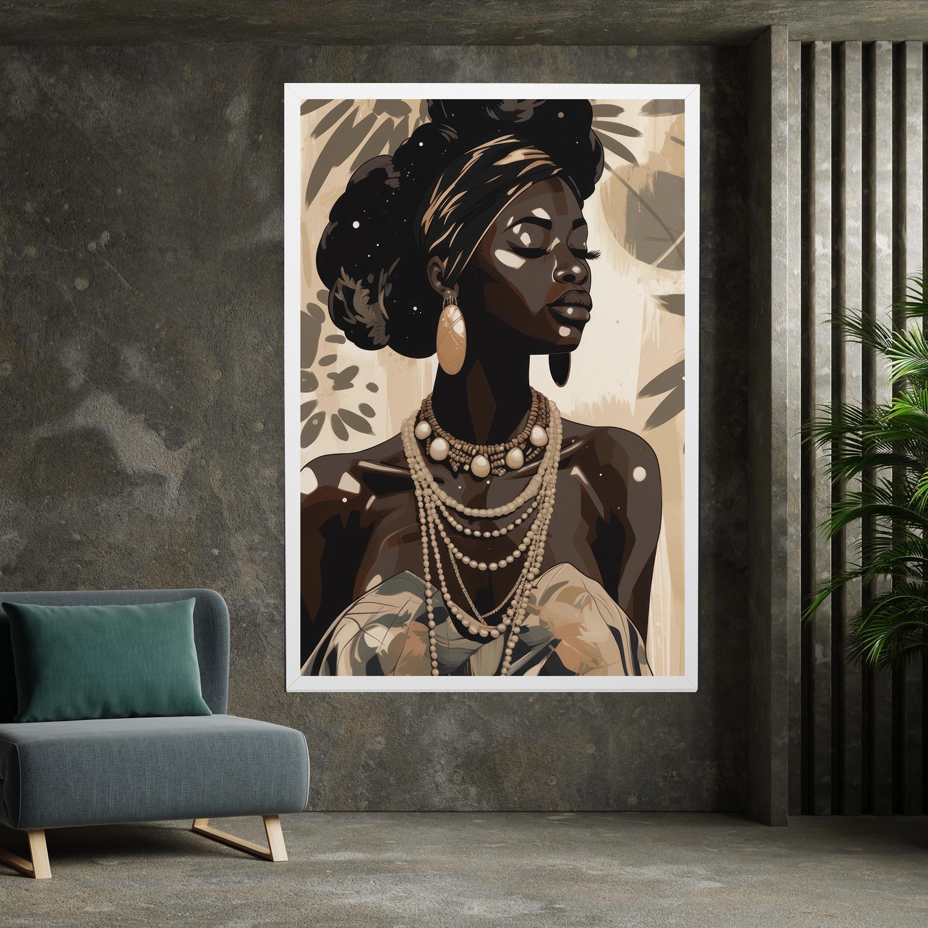 Tablou Canvas African Woman On Cream mockup 7
