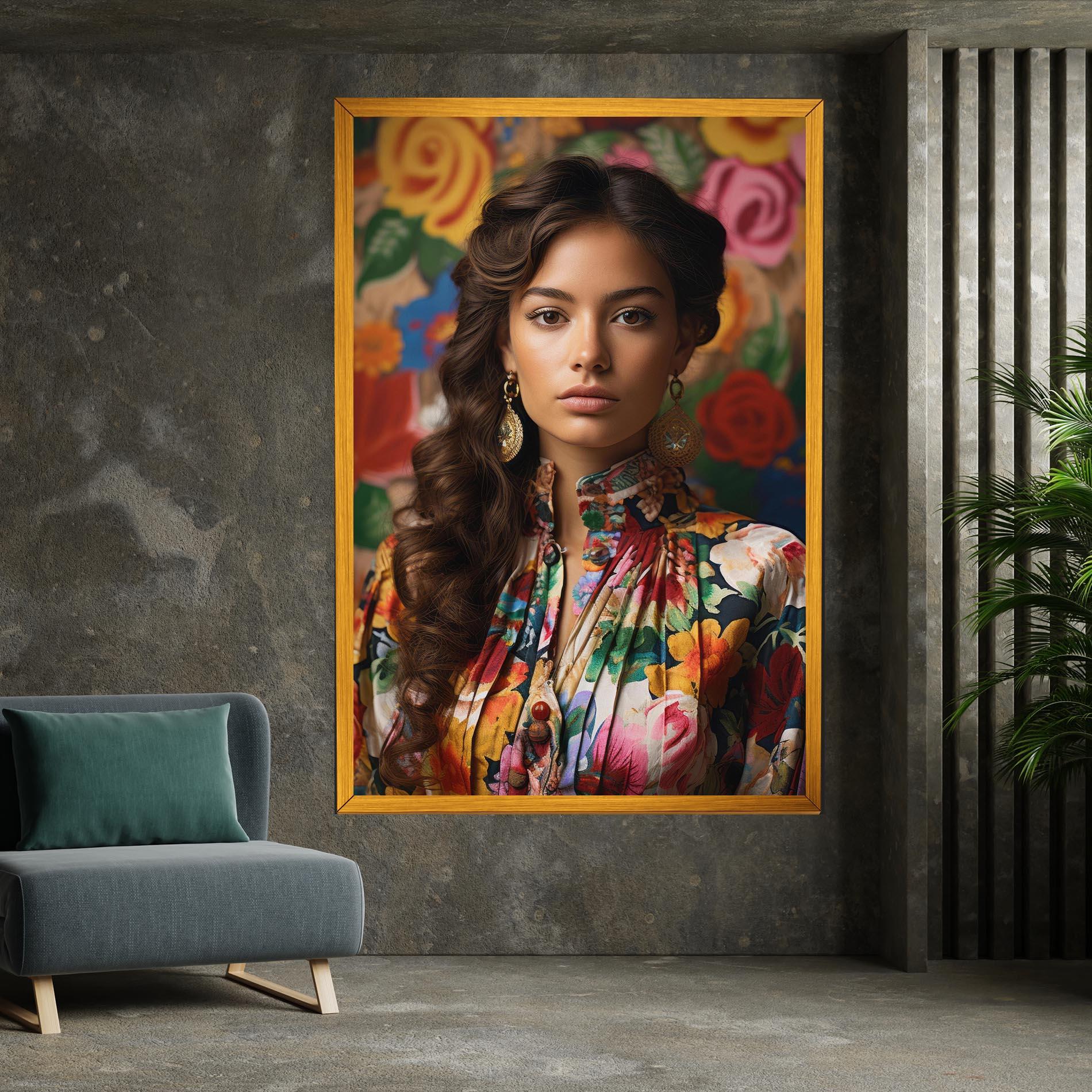 Tablou Canvas Floral Dress Long Hair mockup 7