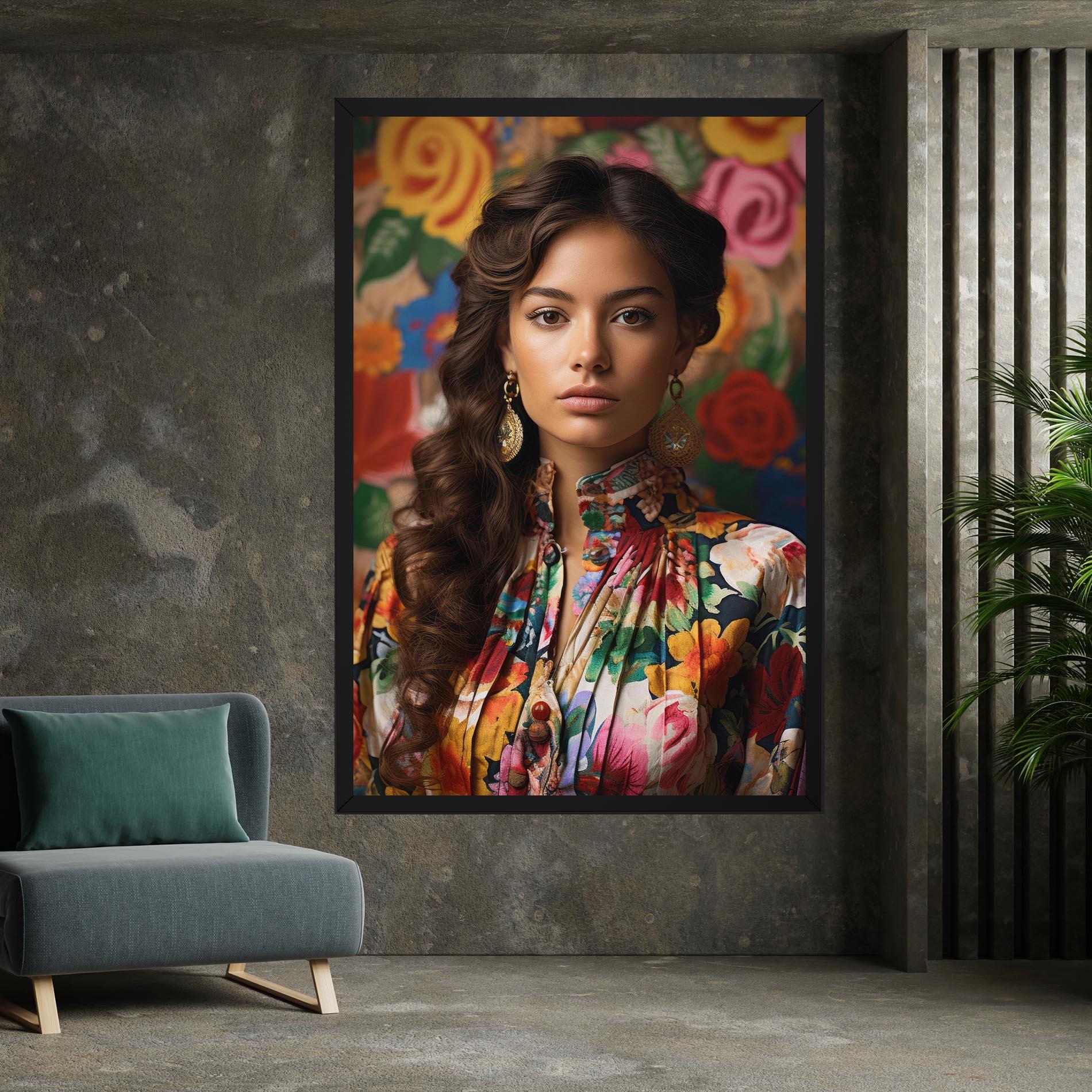 Tablou Canvas Floral Dress Long Hair mockup 7