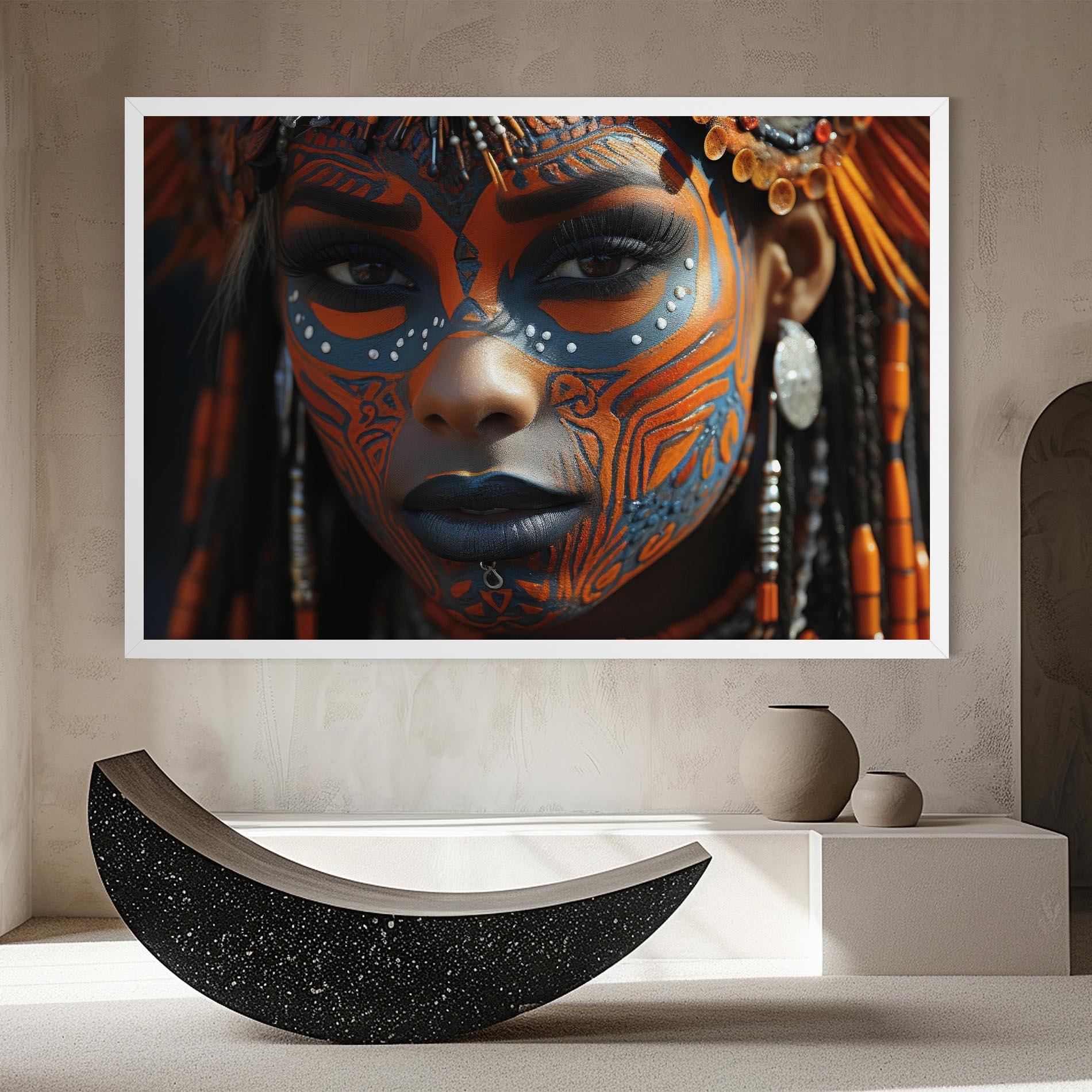 Tablou Canvas Orange Tribal Paint mockup 8