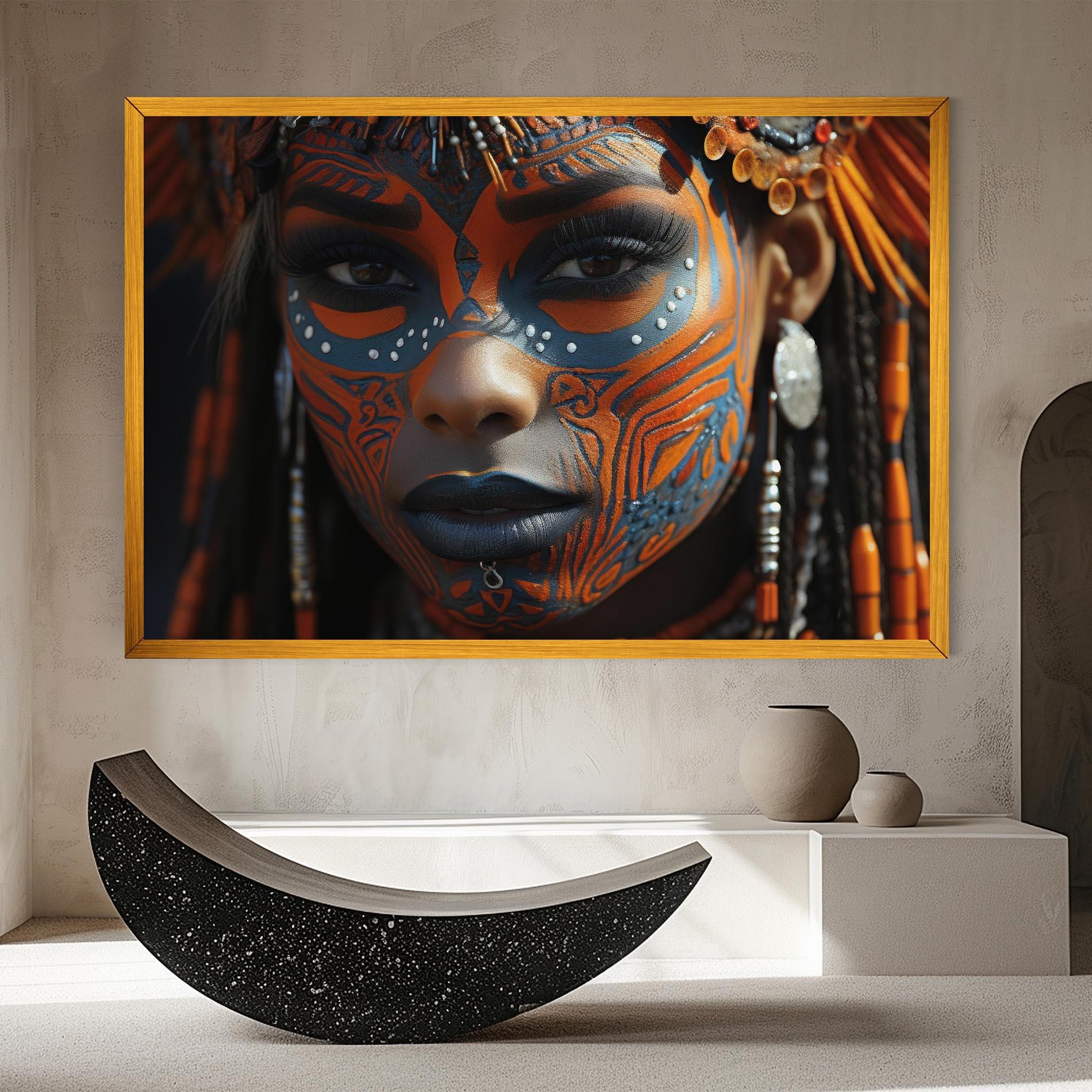 Tablou Canvas Orange Tribal Paint mockup 8