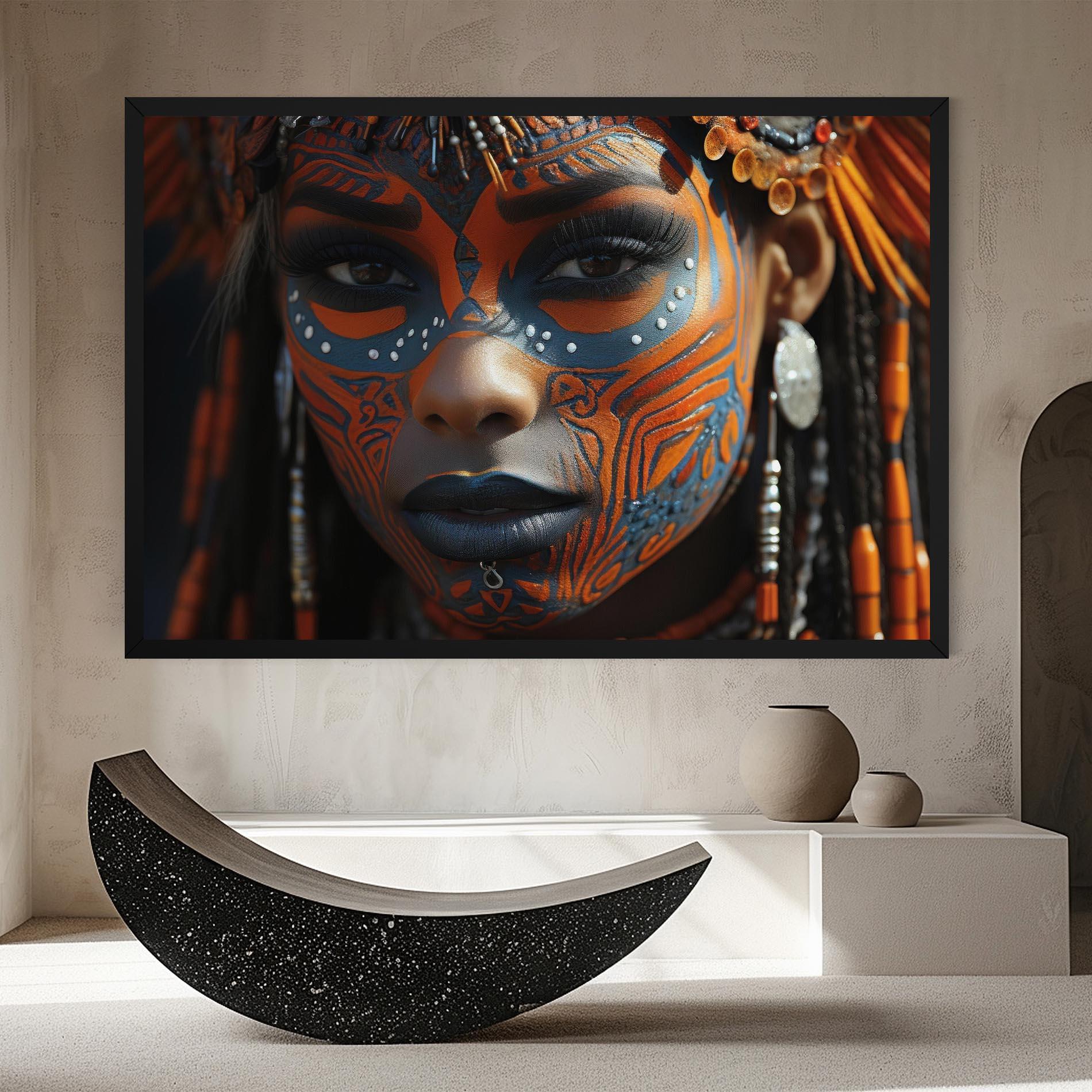 Tablou Canvas Orange Tribal Paint mockup 8