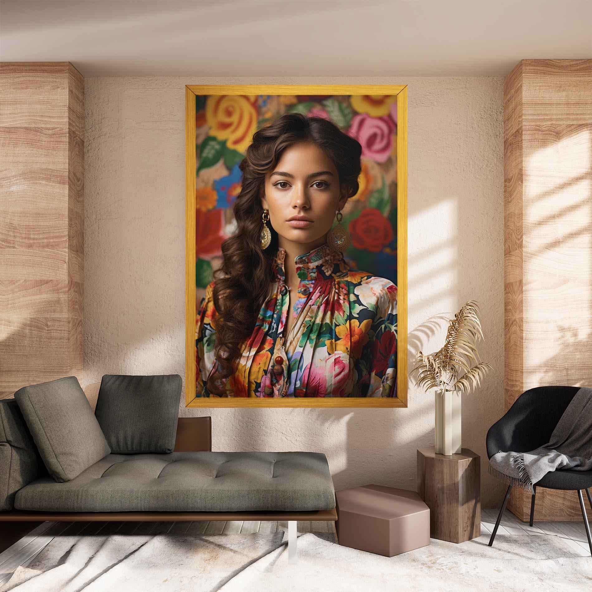 Tablou Canvas Floral Dress Long Hair mockup 8