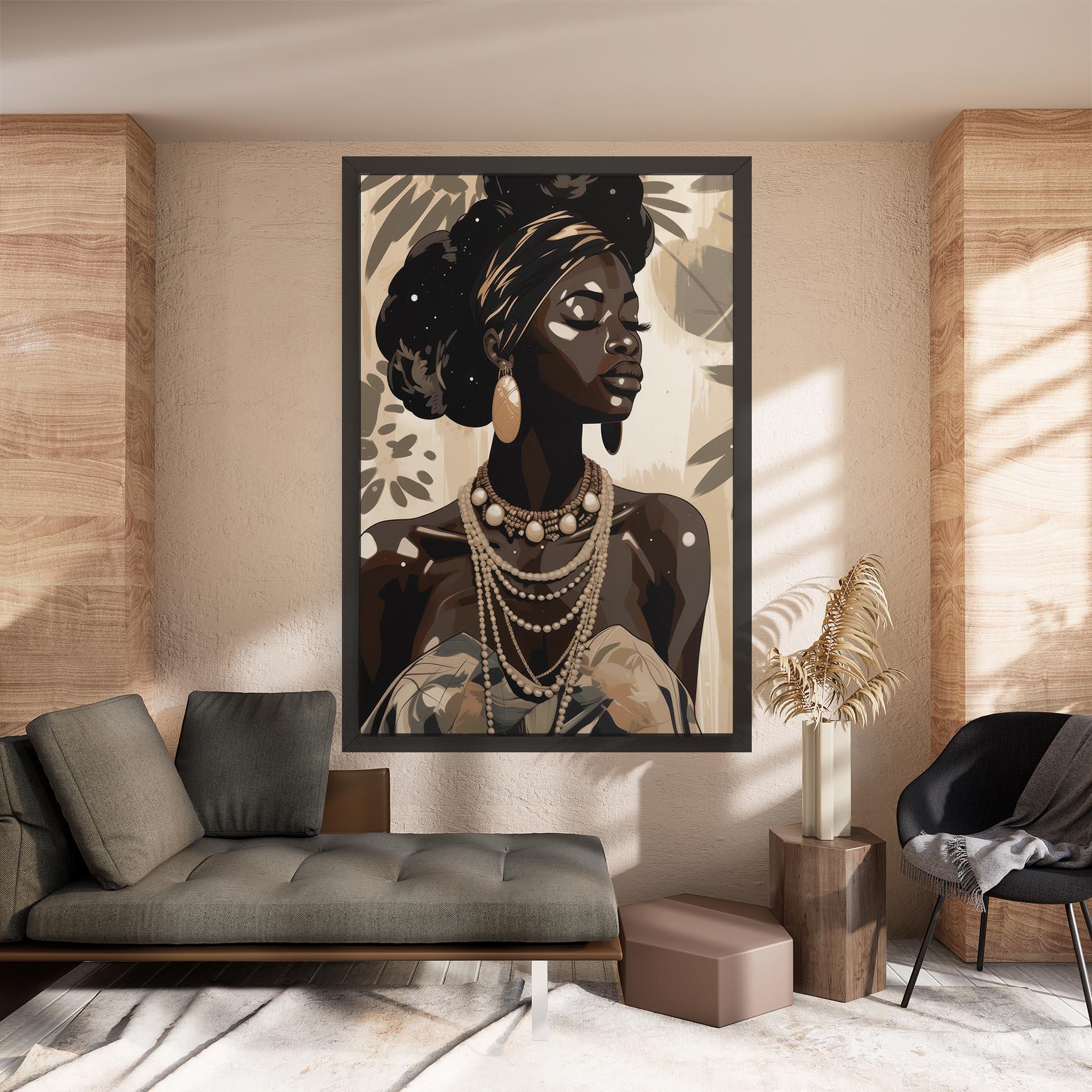 Tablou Canvas African Woman On Cream mockup 8