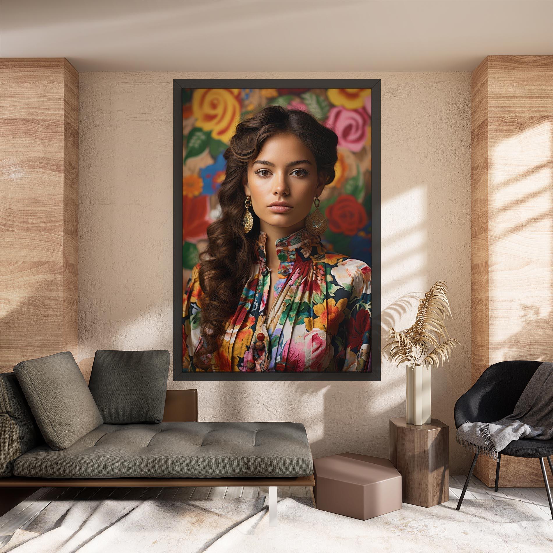 Tablou Canvas Floral Dress Long Hair mockup 8