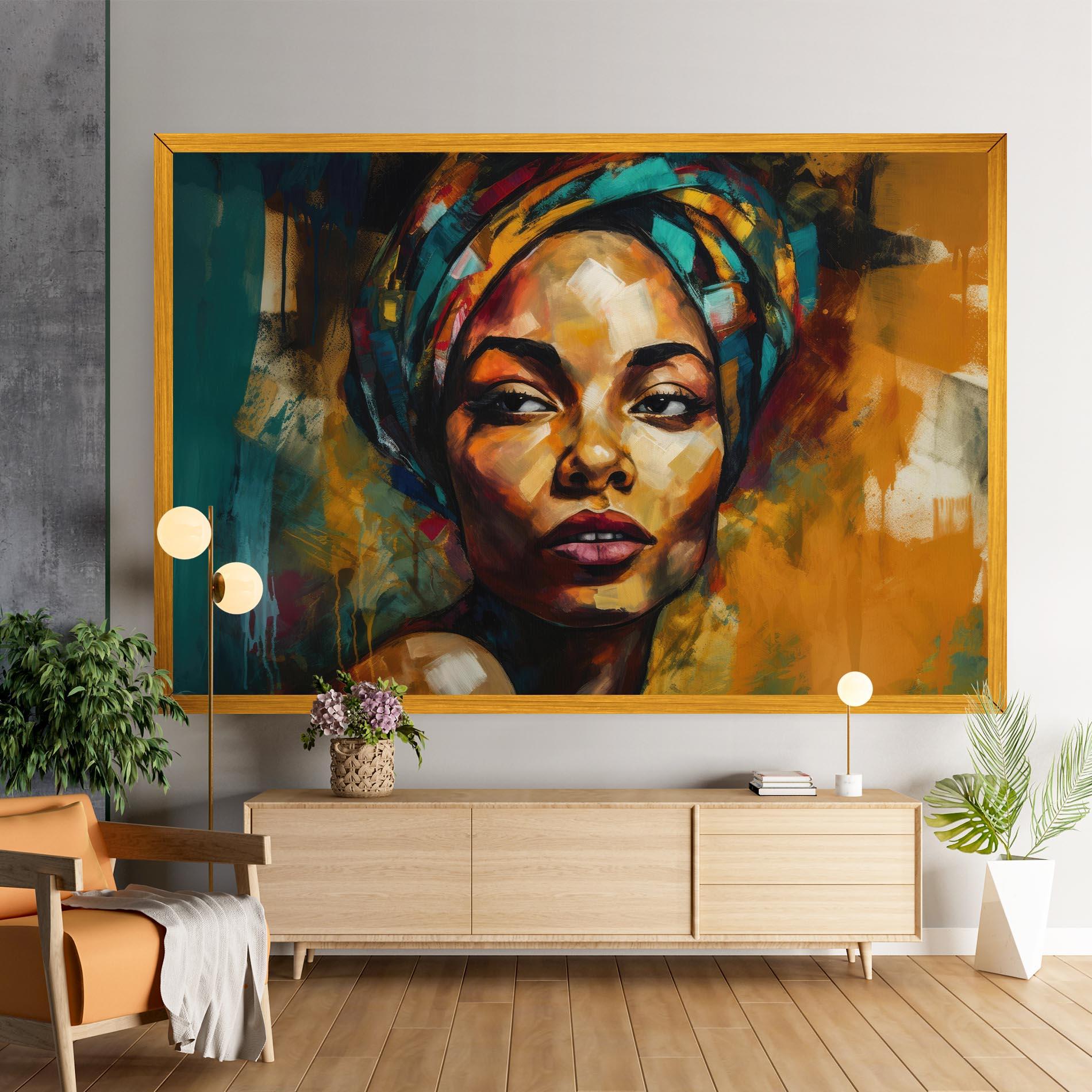 Tablou Canvas African Woman Looking mockup 9