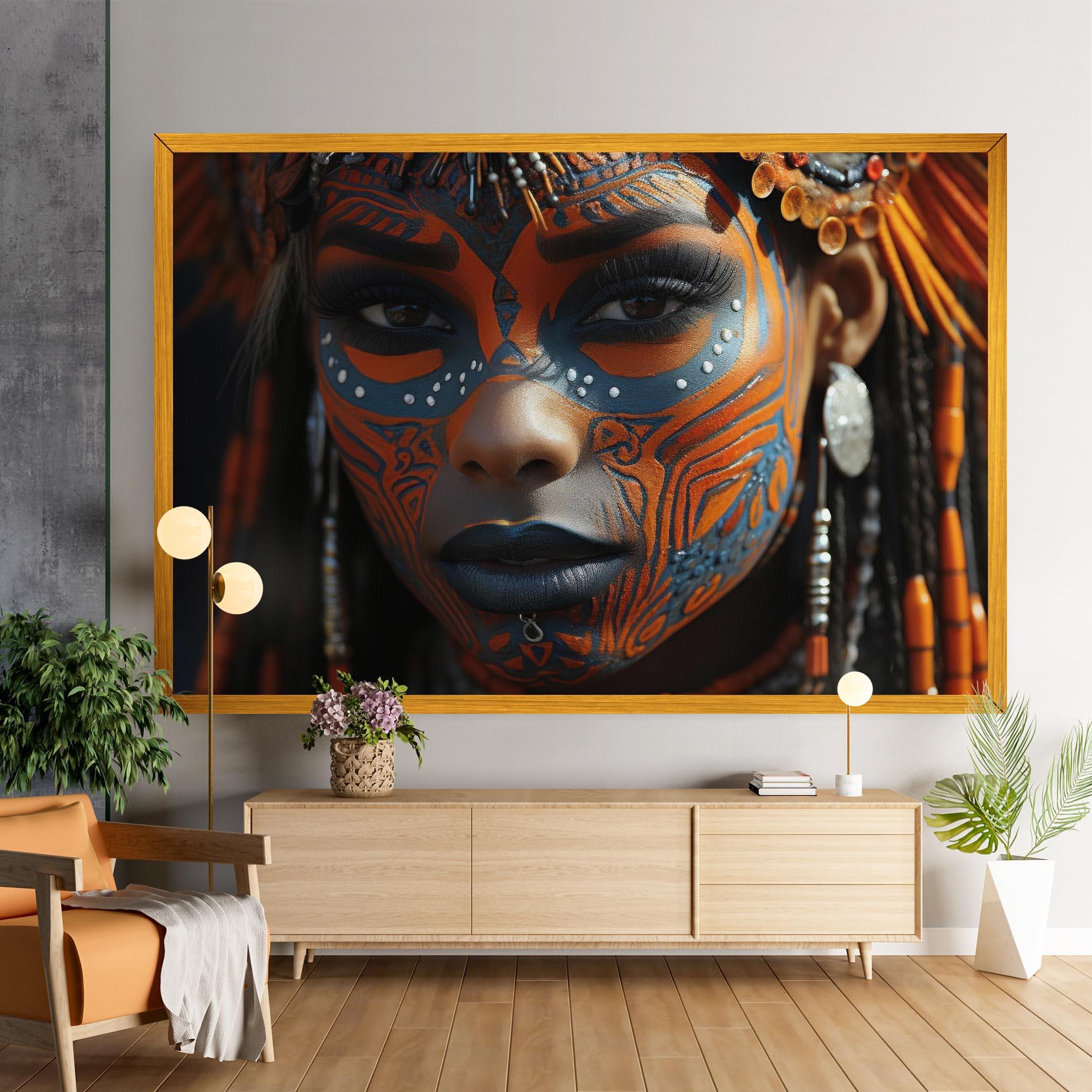 Tablou Canvas Orange Tribal Paint mockup 9