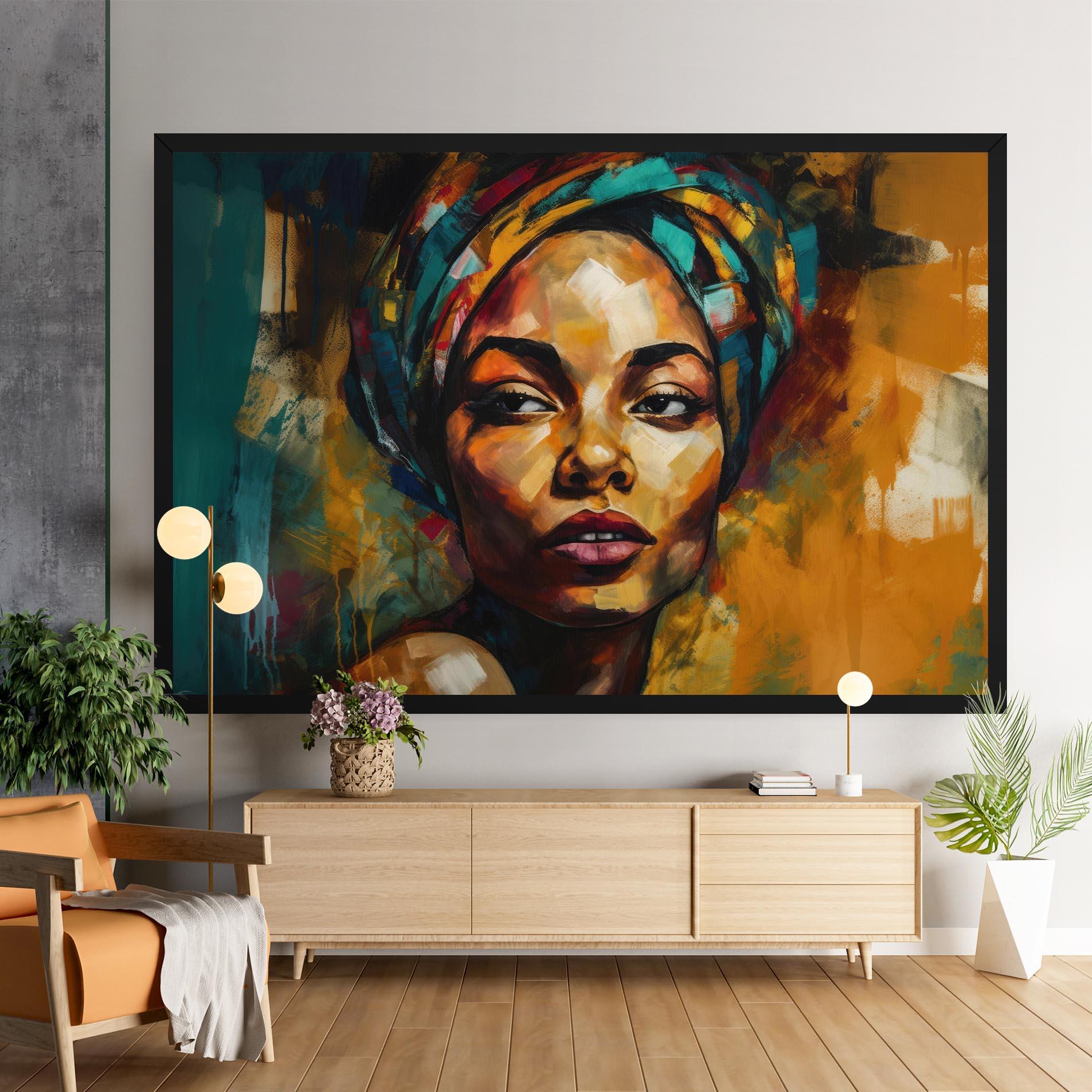 Tablou Canvas African Woman Looking mockup 9