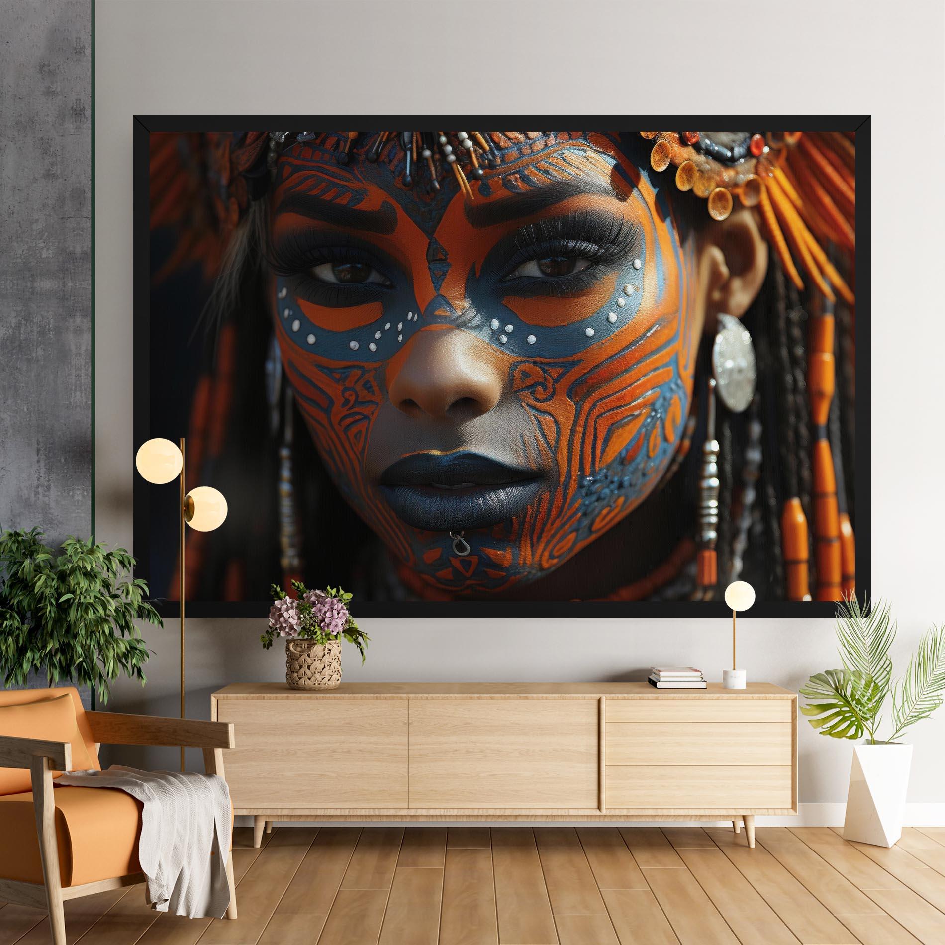 Tablou Canvas Orange Tribal Paint mockup 9