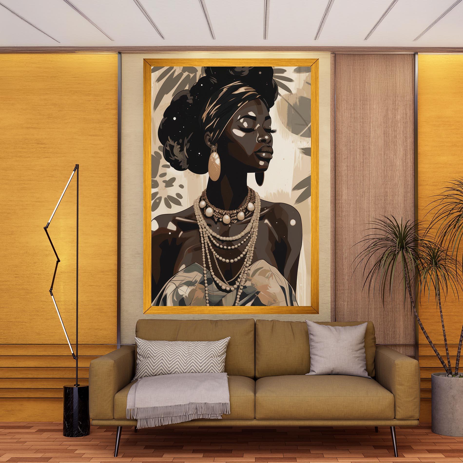 Tablou Canvas African Woman On Cream mockup 9