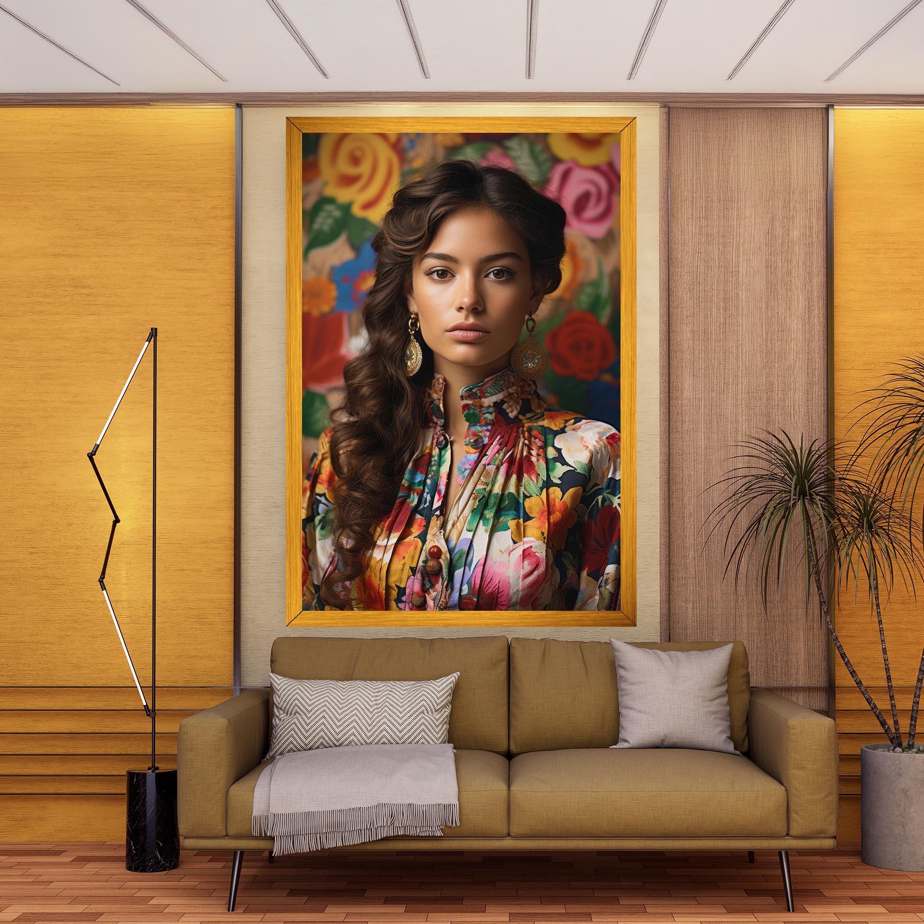 Tablou Canvas Floral Dress Long Hair mockup 9