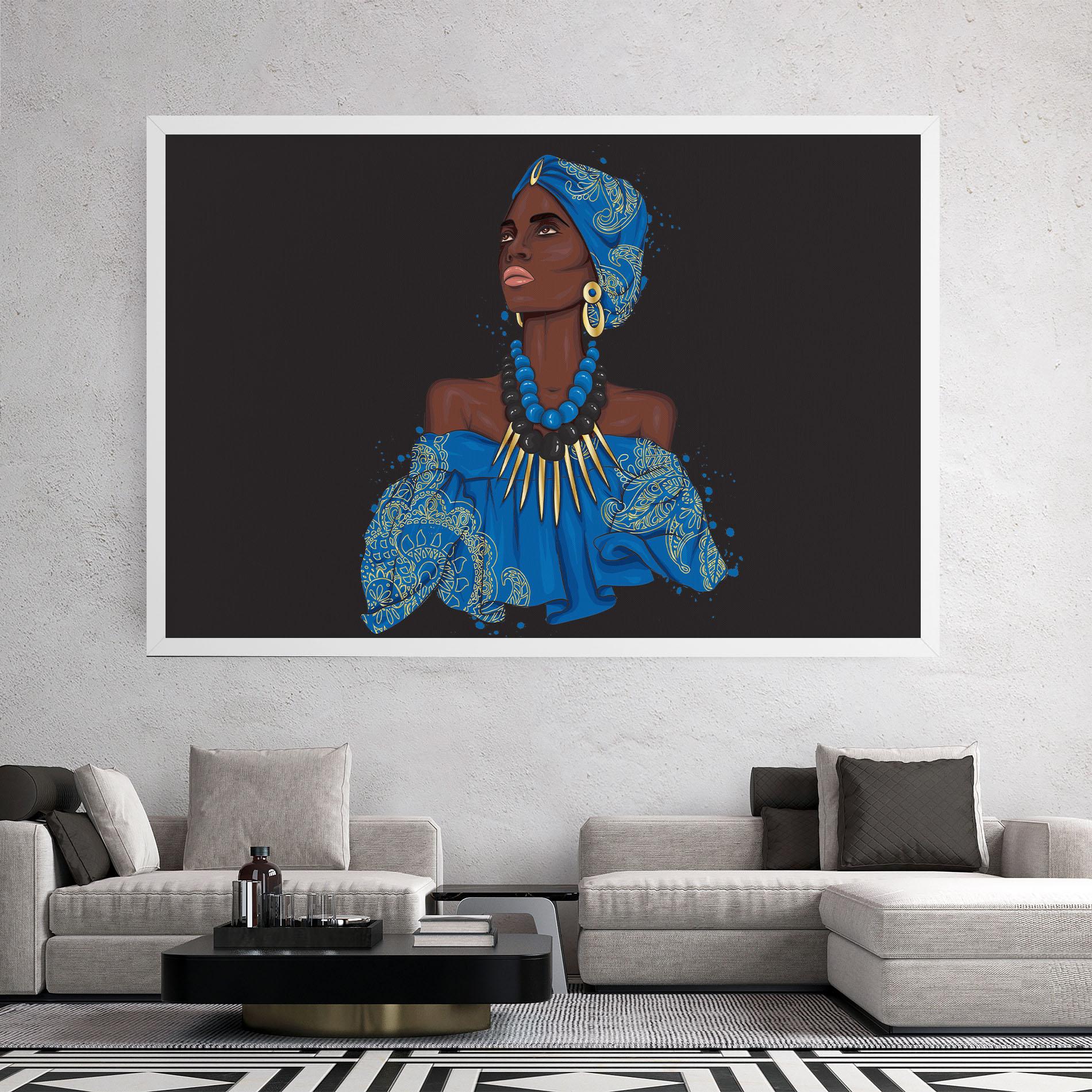 Tablou Canvas Blue African Outfit mockup 2