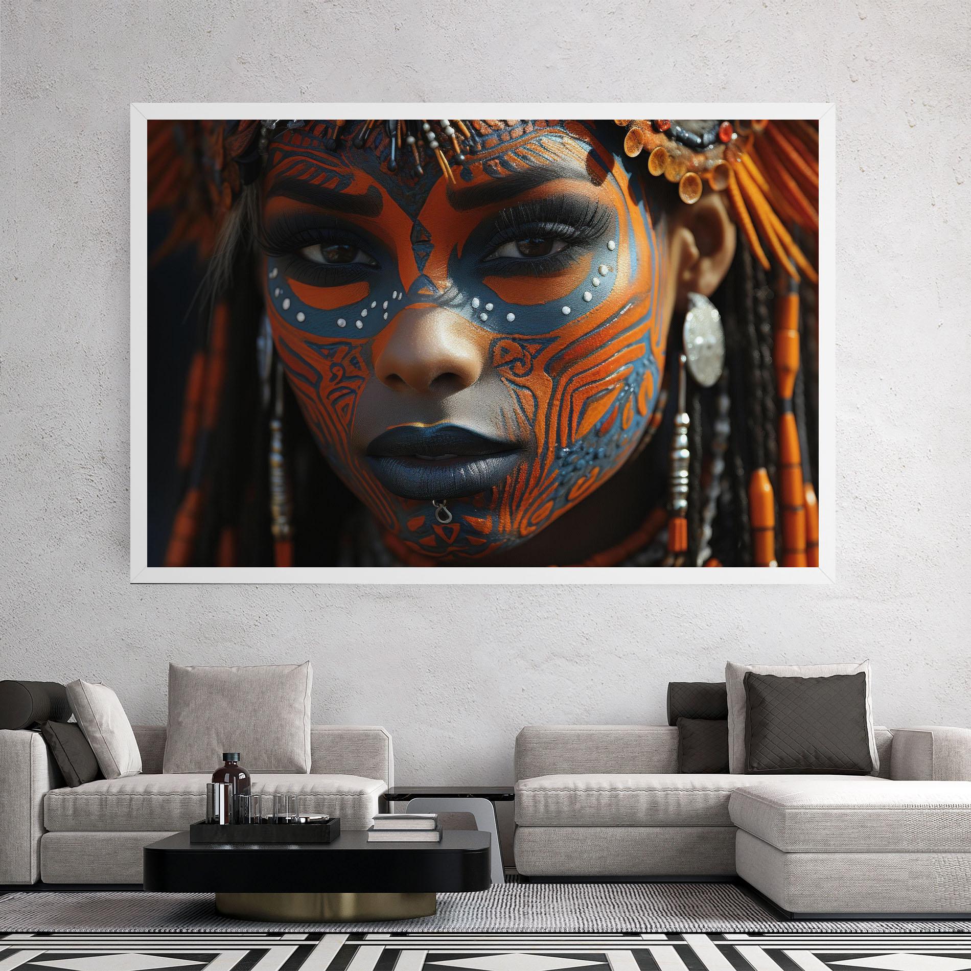 Tablou Canvas Orange Tribal Paint mockup 2