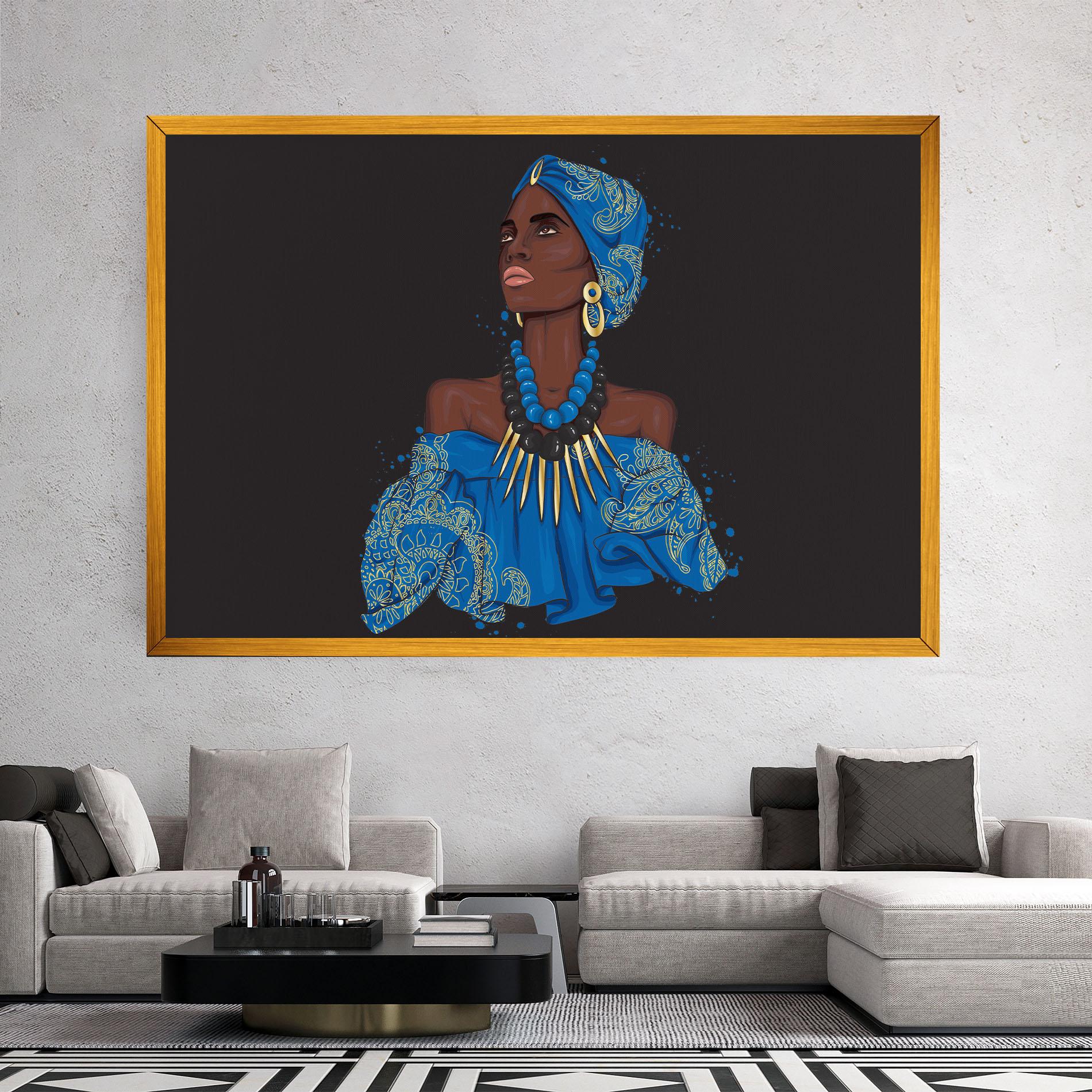 Tablou Canvas Blue African Outfit mockup 2