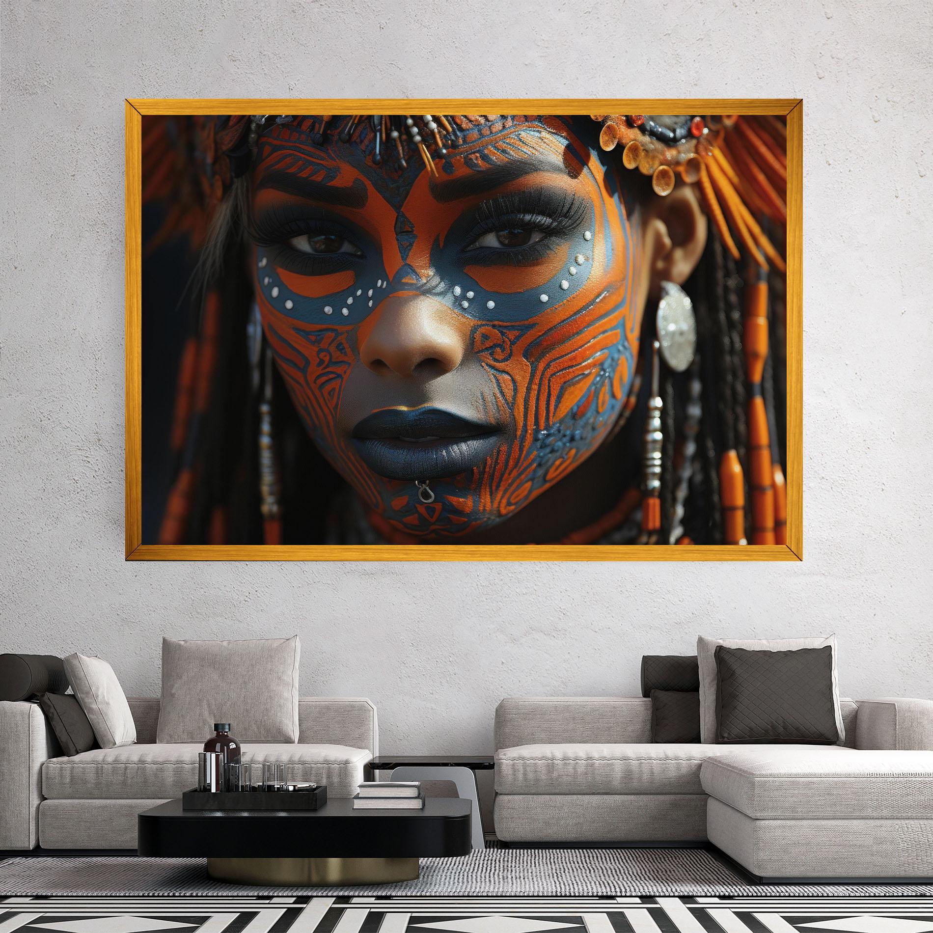 Tablou Canvas Orange Tribal Paint mockup 2
