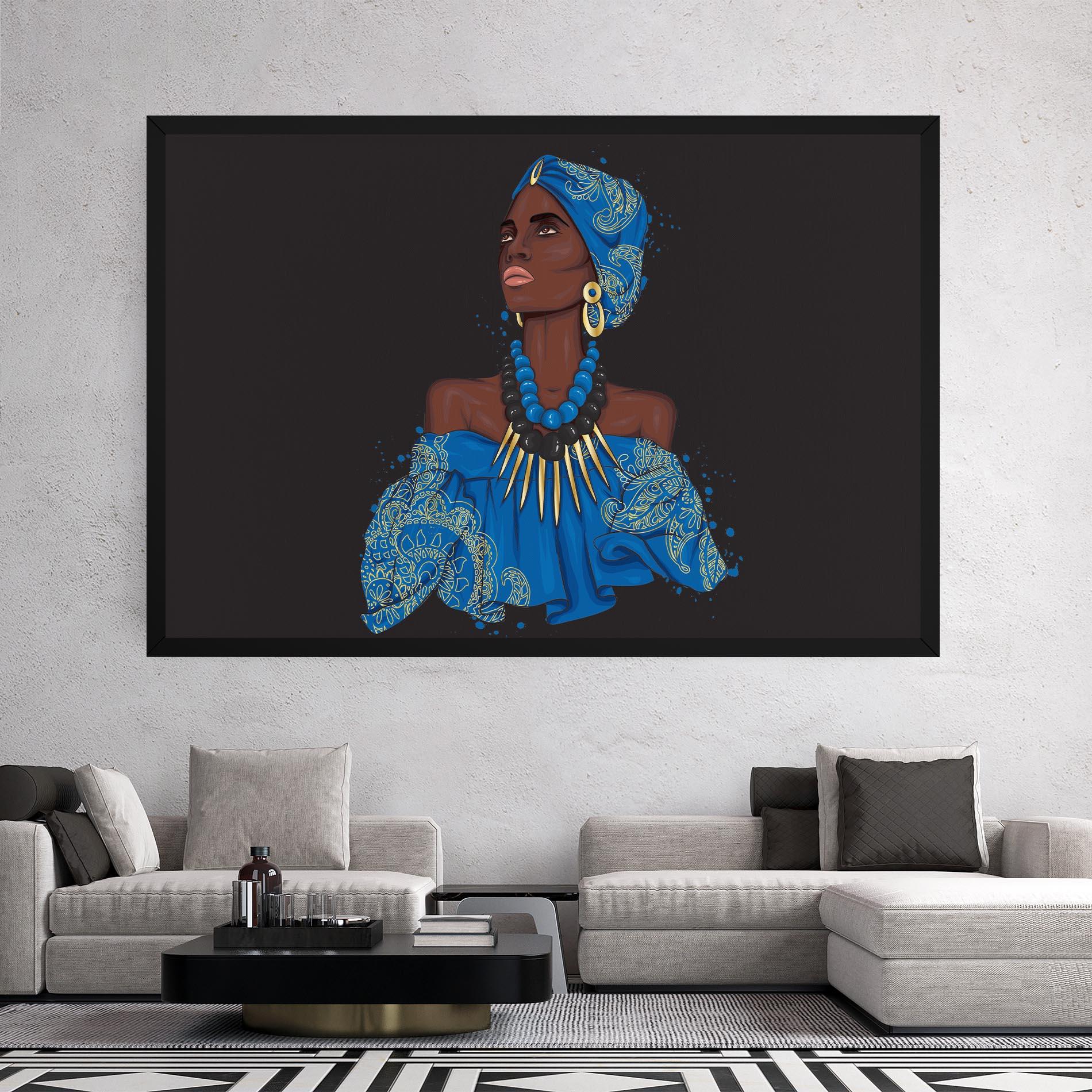 Tablou Canvas Blue African Outfit mockup 2