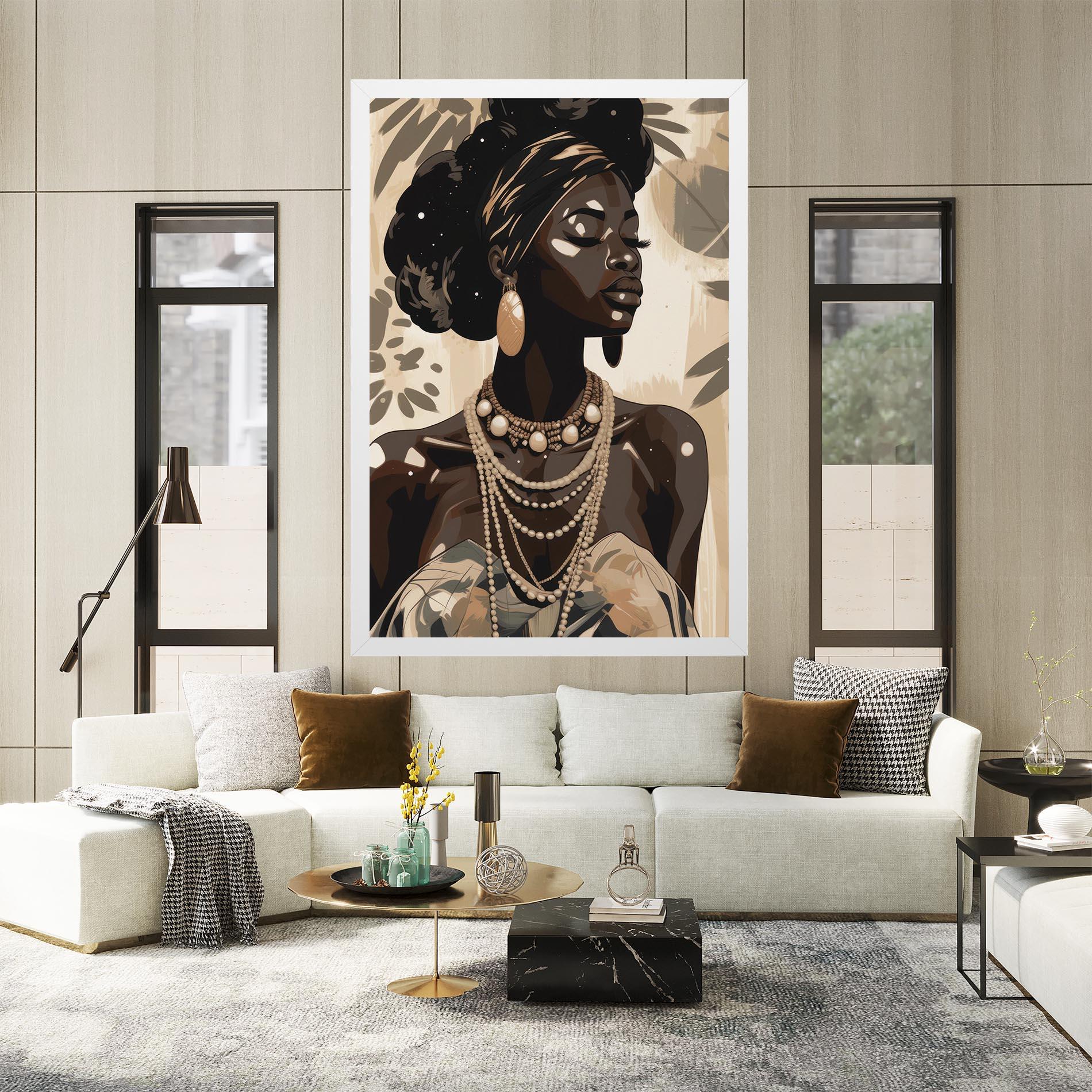 Tablou Canvas African Woman On Cream mockup 2
