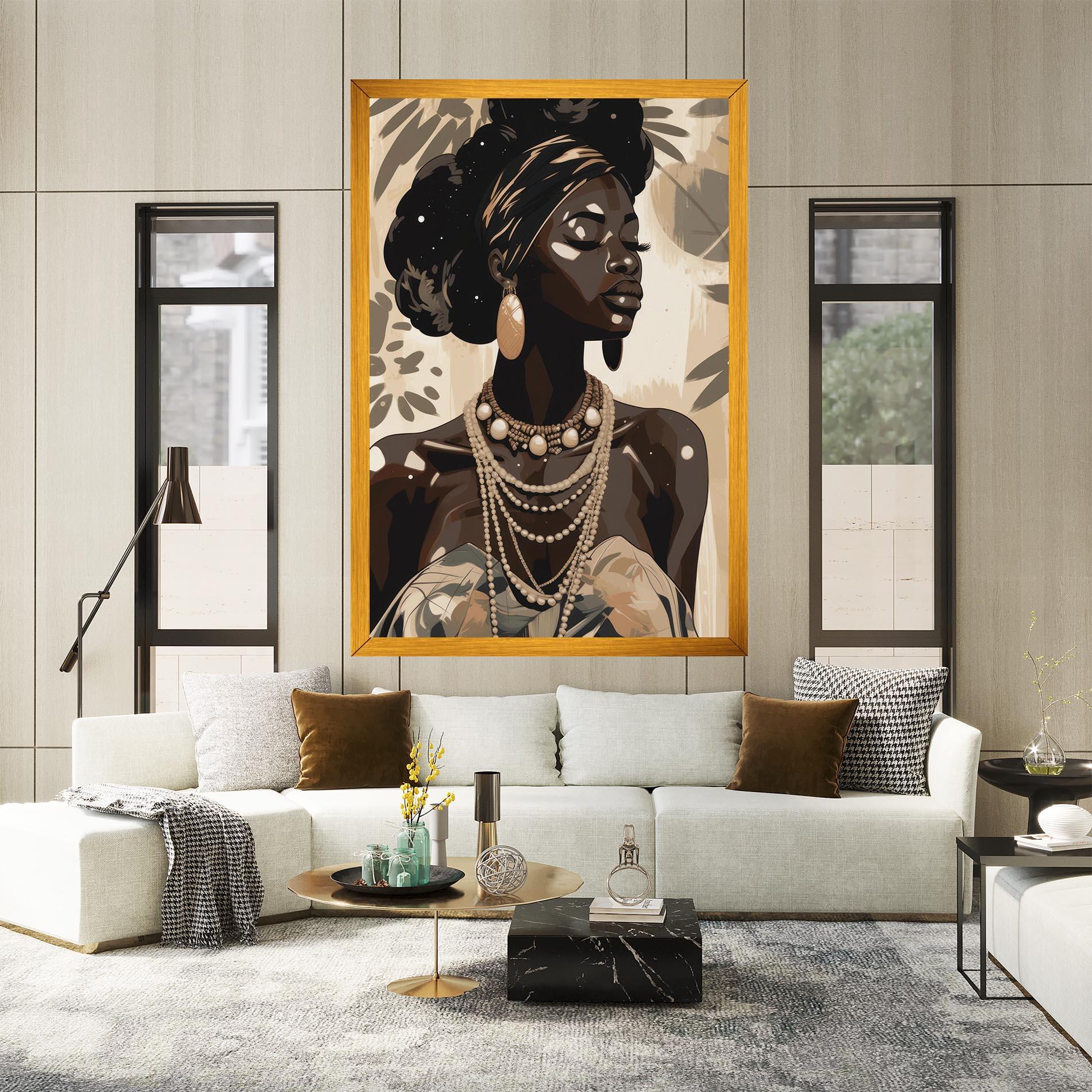 Tablou Canvas African Woman On Cream mockup 2