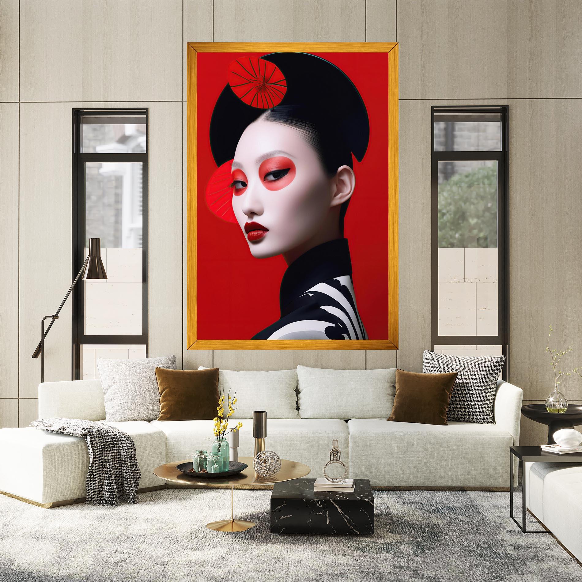 Tablou Canvas Asiatic Red Makeup mockup 2