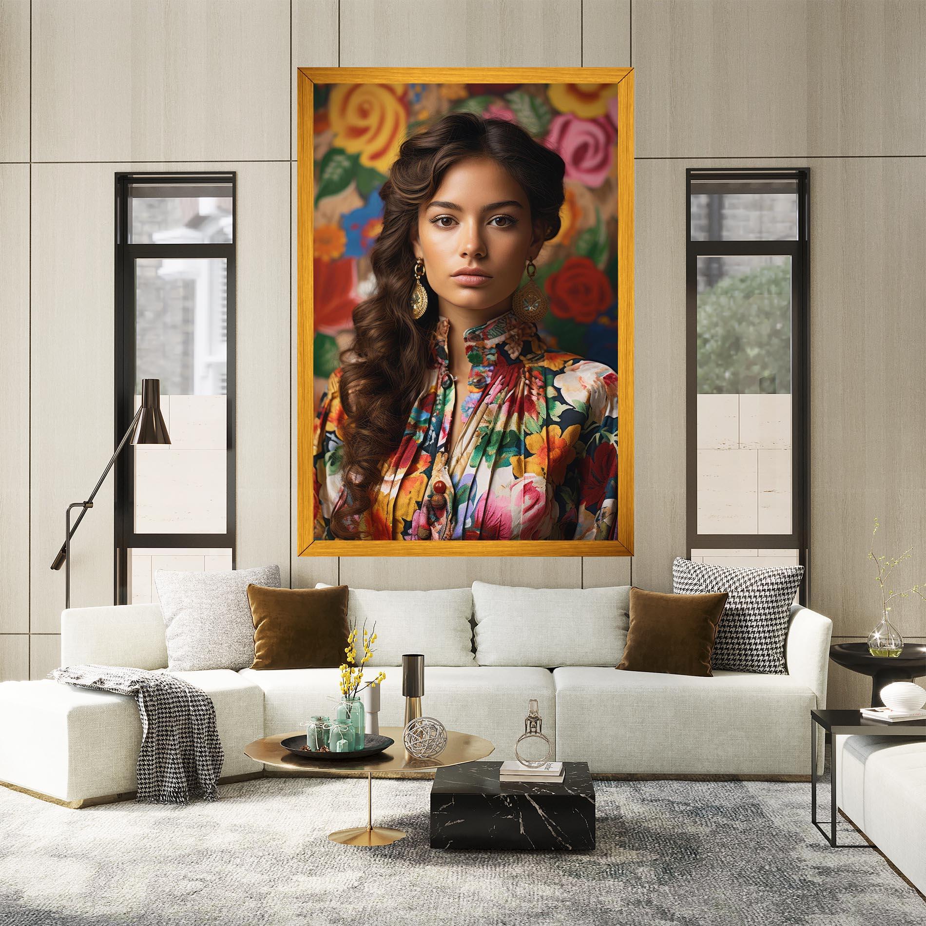 Tablou Canvas Floral Dress Long Hair mockup 2