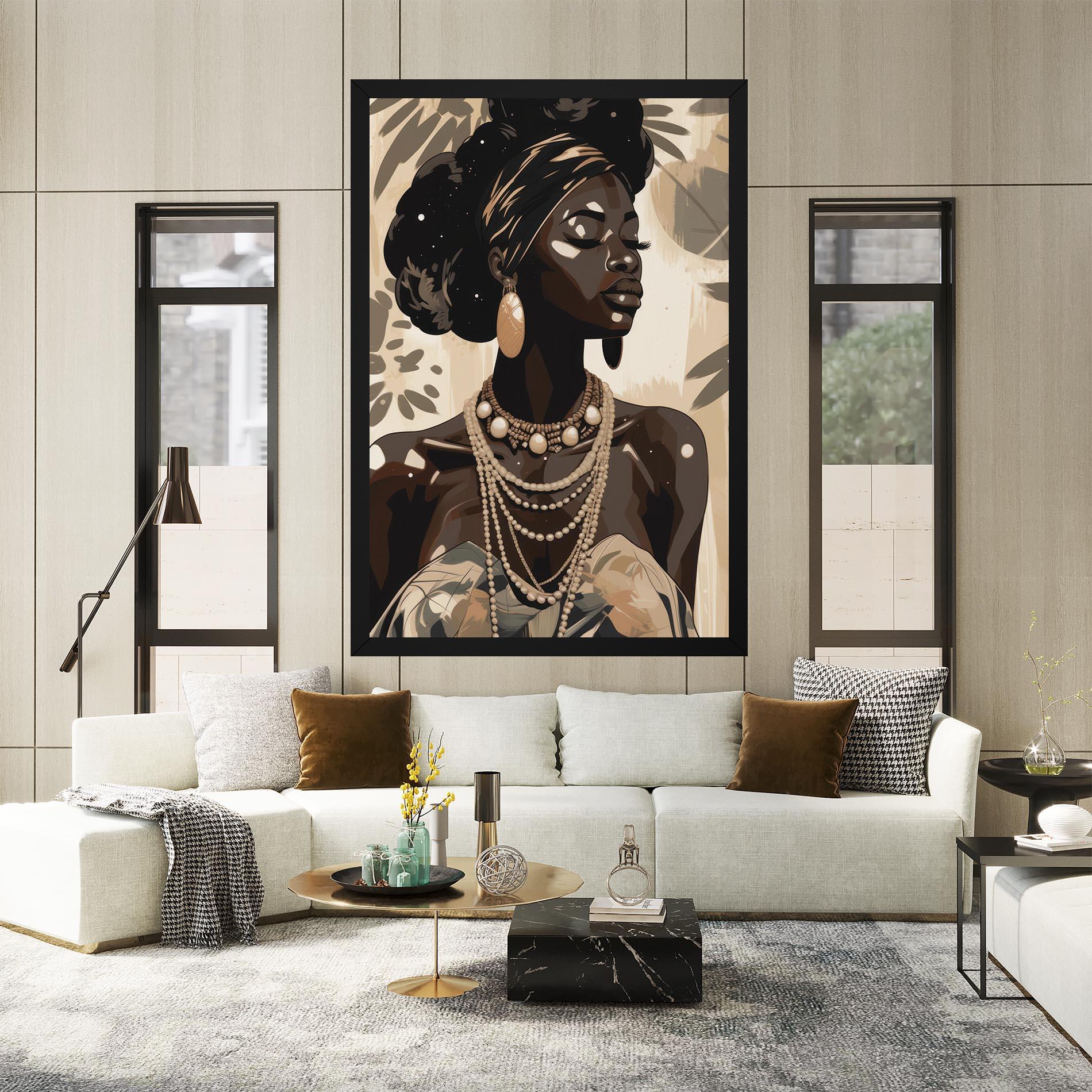 Tablou Canvas African Woman On Cream mockup 2